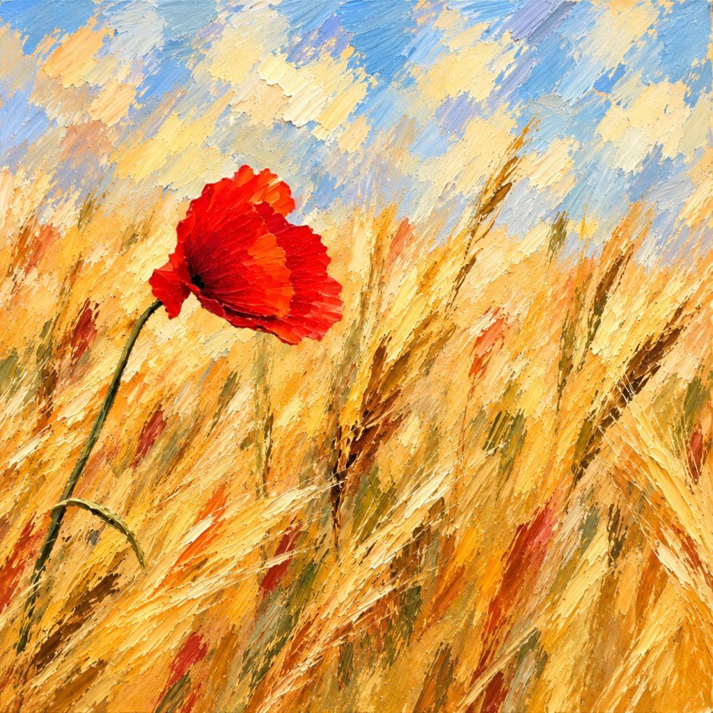 " The Lone Poppy " - Canvas
