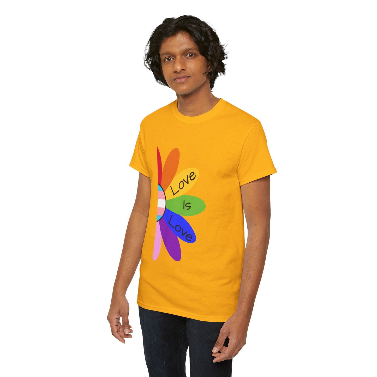 Rainbow Love Is Love Unisex Heavy Cotton Tee, LGBTQ Pride Shirt, Gift for Allies, Casual Wear, Summer Essential, Gender-Neutral Top