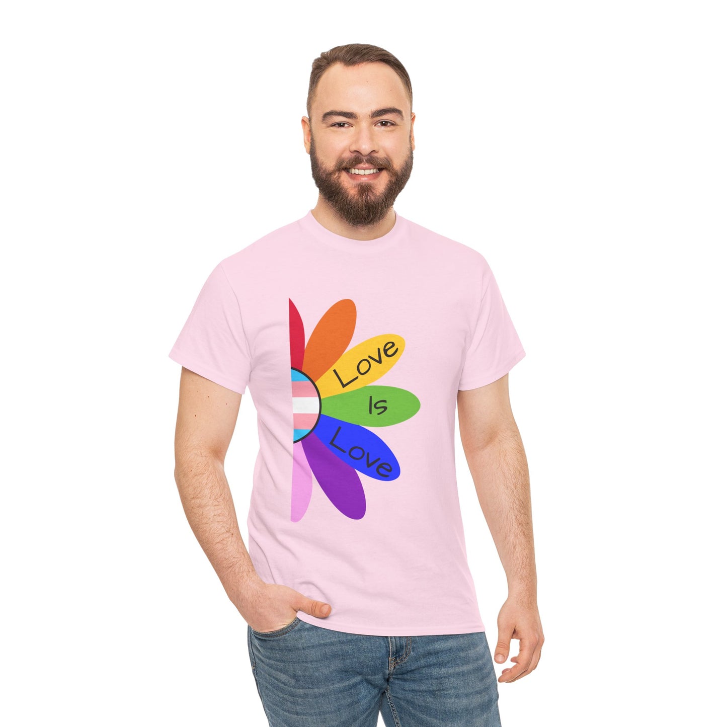 Rainbow Love Is Love Unisex Heavy Cotton Tee, LGBTQ Pride Shirt, Gift for Allies, Casual Wear, Summer Essential, Gender-Neutral Top