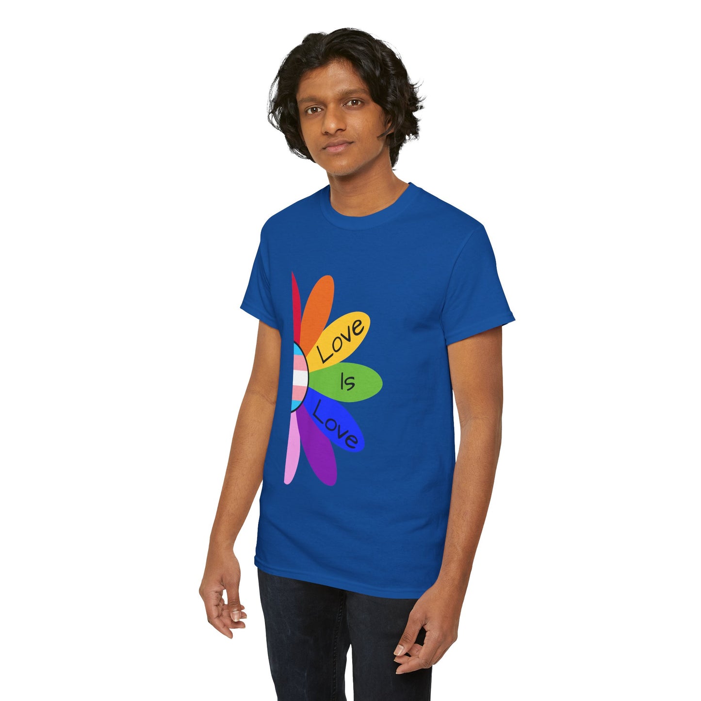 Rainbow Love Is Love Unisex Heavy Cotton Tee, LGBTQ Pride Shirt, Gift for Allies, Casual Wear, Summer Essential, Gender-Neutral Top