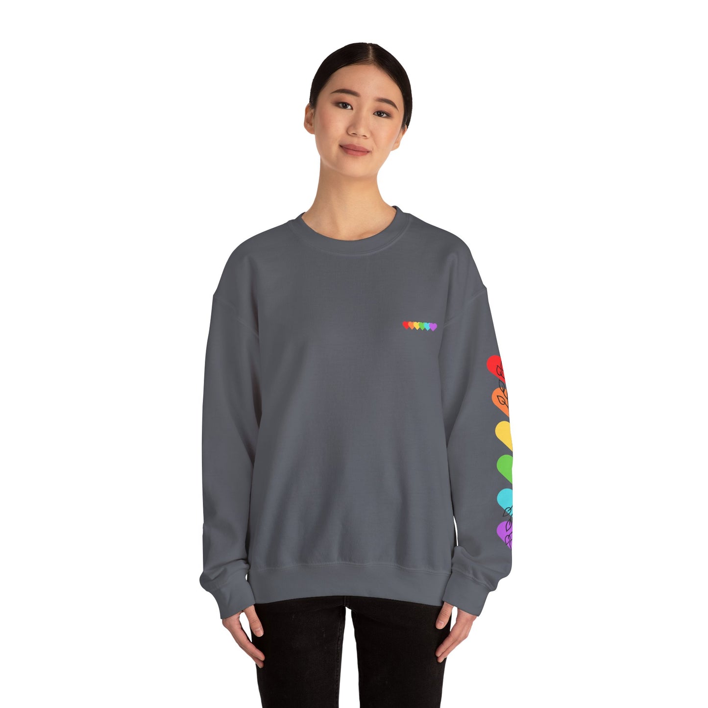 Colorful Heart Crewneck Sweatshirt for Unisex - Rainbow Vibe Apparel