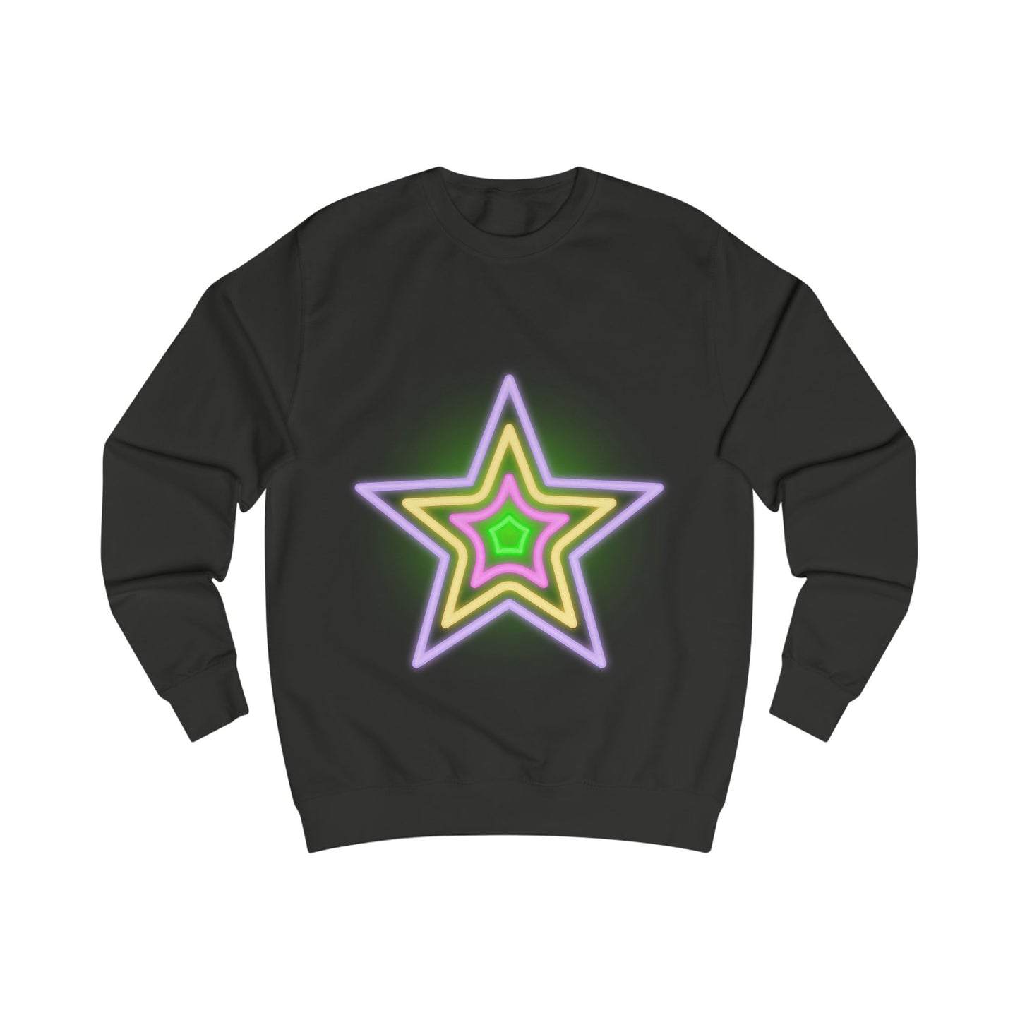 Neon Star Unisex Sweatshirt, Cozy Graphic Sweatshirt for Men and Women, Perfect for Parties, Birthdays, or Everyday Casual Wear