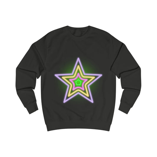 Neon Star Unisex Sweatshirt, Cozy Graphic Sweatshirt for Men and Women, Perfect for Parties, Birthdays, or Everyday Casual Wear