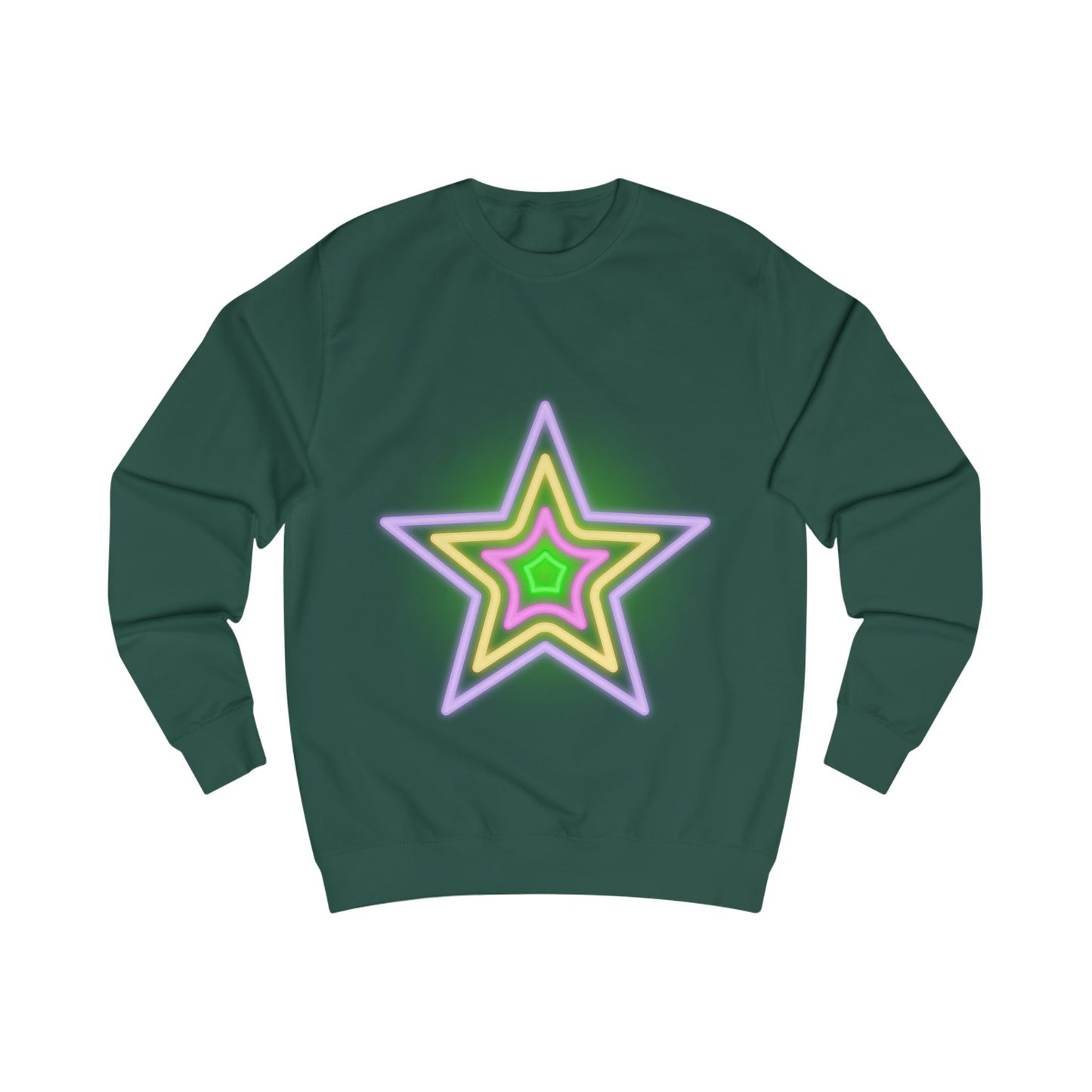 Neon Star Unisex Sweatshirt, Cozy Graphic Sweatshirt for Men and Women, Perfect for Parties, Birthdays, or Everyday Casual Wear