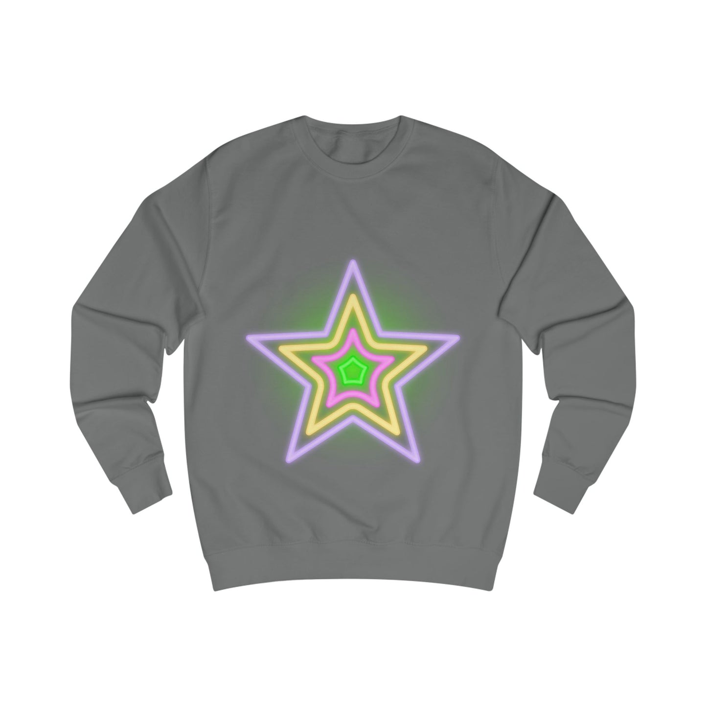 Neon Star Unisex Sweatshirt, Cozy Graphic Sweatshirt for Men and Women, Perfect for Parties, Birthdays, or Everyday Casual Wear