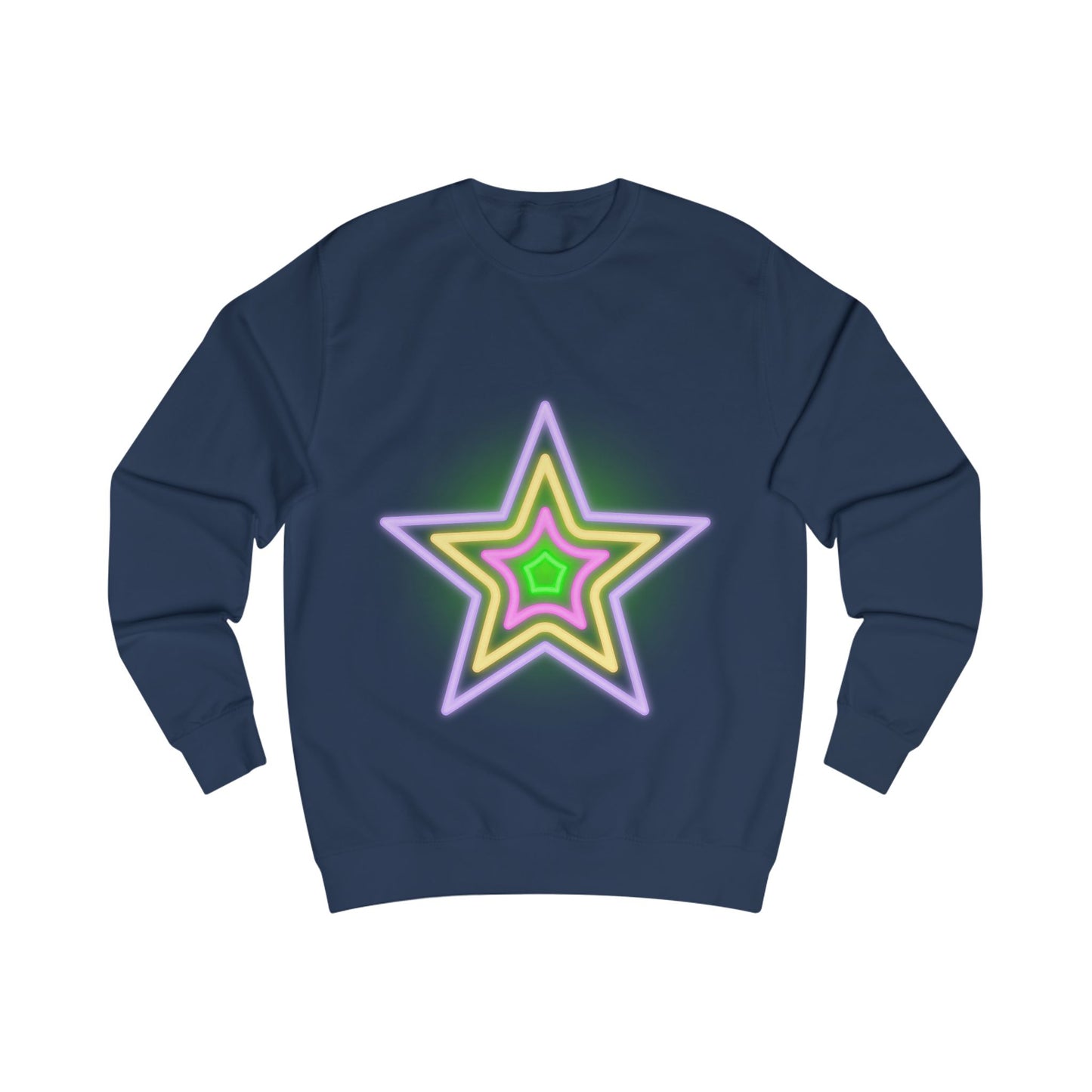 Neon Star Unisex Sweatshirt, Cozy Graphic Sweatshirt for Men and Women, Perfect for Parties, Birthdays, or Everyday Casual Wear