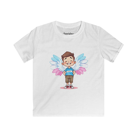 LGBTQ Pride Children's Tee, Transgender Kid Shirt, Angel Wing Design