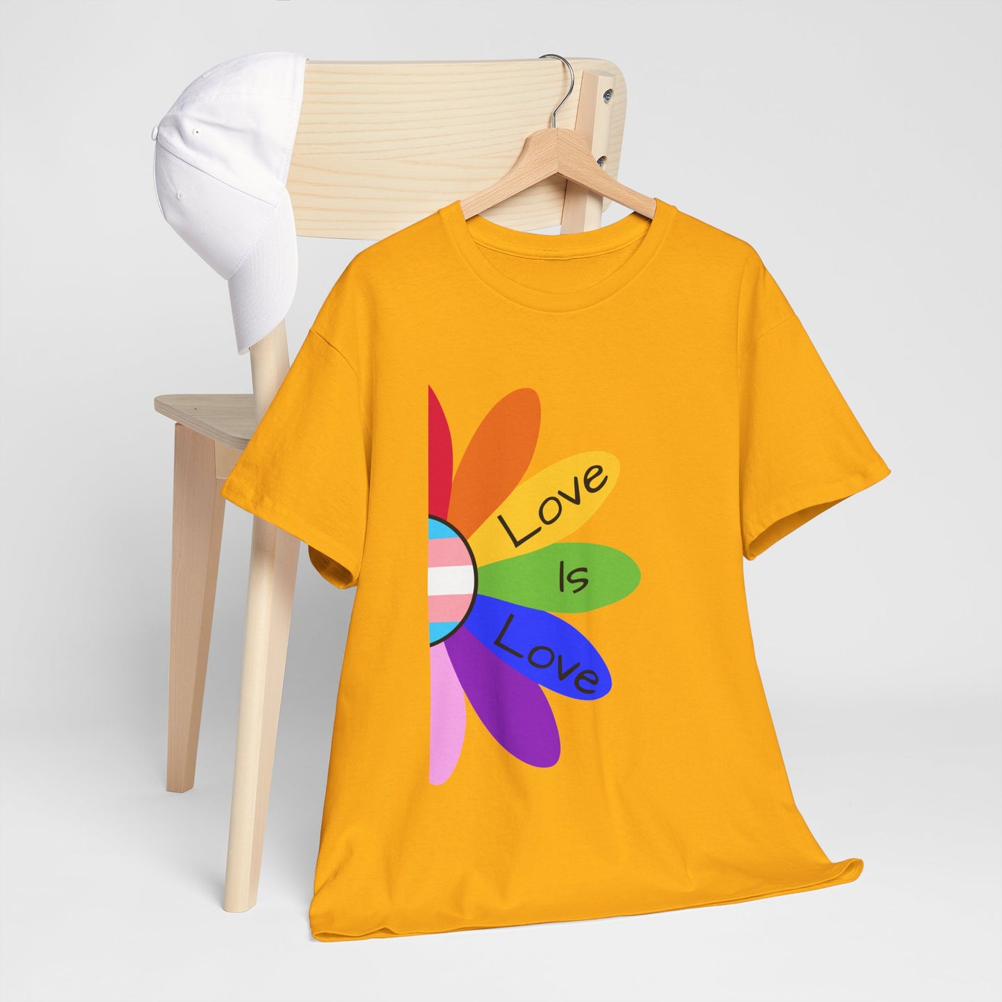 Rainbow Love Is Love Unisex Heavy Cotton Tee, LGBTQ Pride Shirt, Gift for Allies, Casual Wear, Summer Essential, Gender-Neutral Top