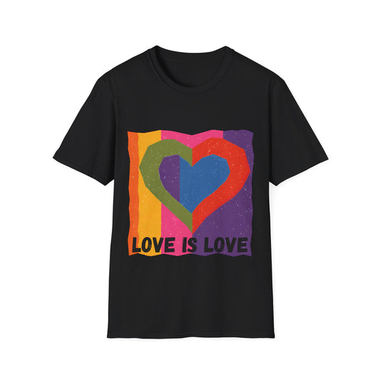 LGBTQ Pride Flag T-Shirt, Love is Love Tee, Gay Bisexual Lesbian Support, Rainbow Heart Shirt, Unisex Pride Apparel