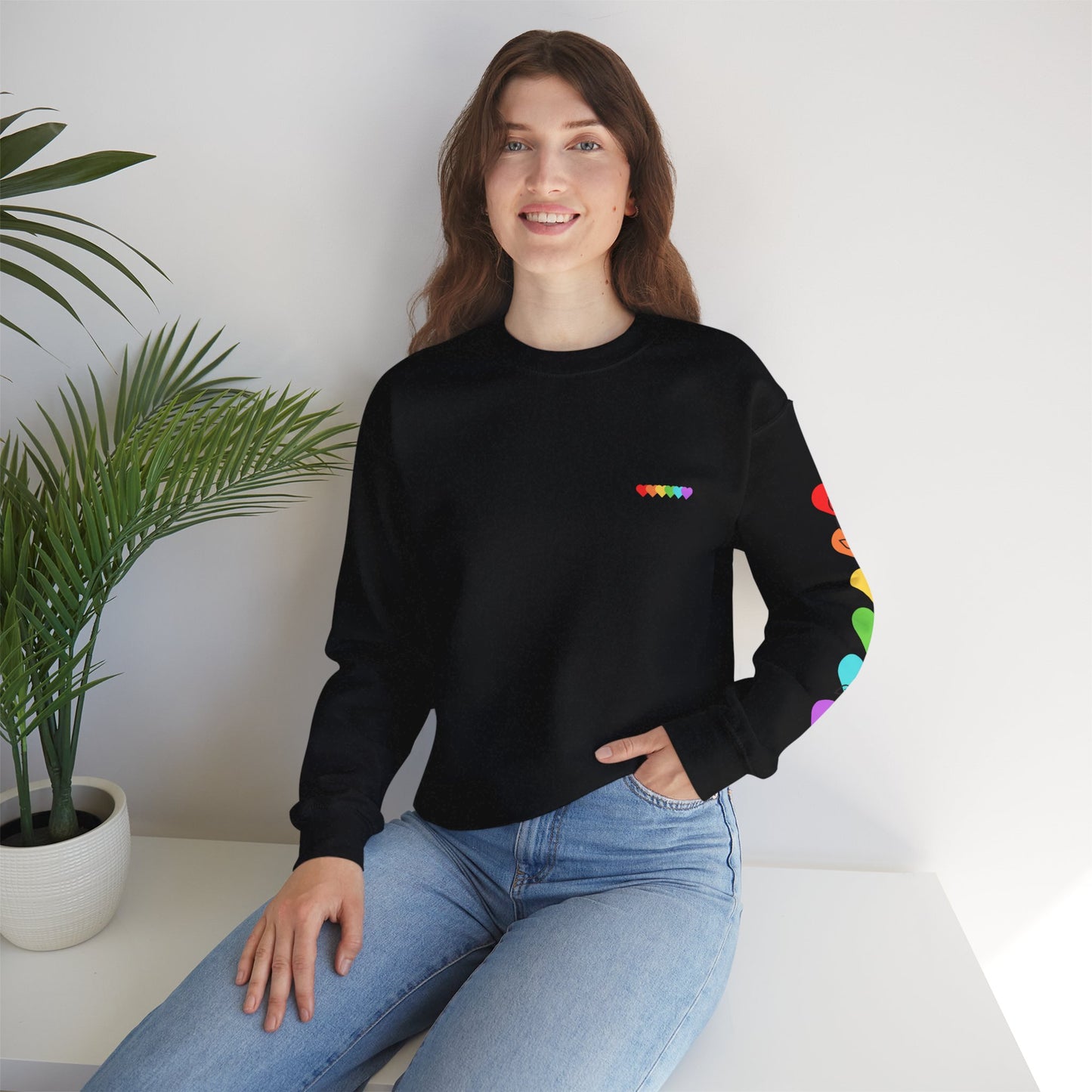 Colorful Heart Crewneck Sweatshirt for Unisex - Rainbow Vibe Apparel