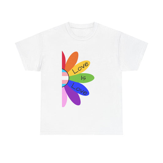 Rainbow Love Is Love Unisex Heavy Cotton Tee, LGBTQ Pride Shirt, Gift for Allies, Casual Wear, Summer Essential, Gender-Neutral Top