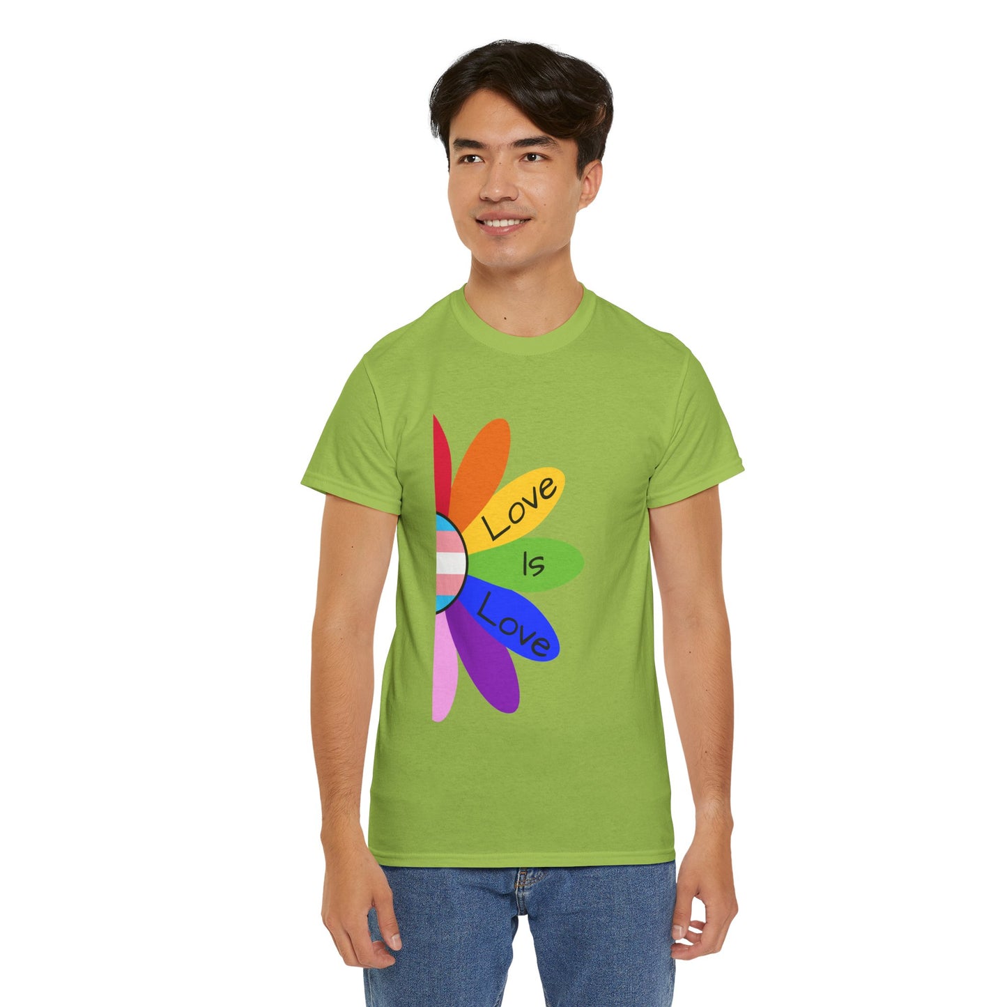 Rainbow Love Is Love Unisex Heavy Cotton Tee, LGBTQ Pride Shirt, Gift for Allies, Casual Wear, Summer Essential, Gender-Neutral Top