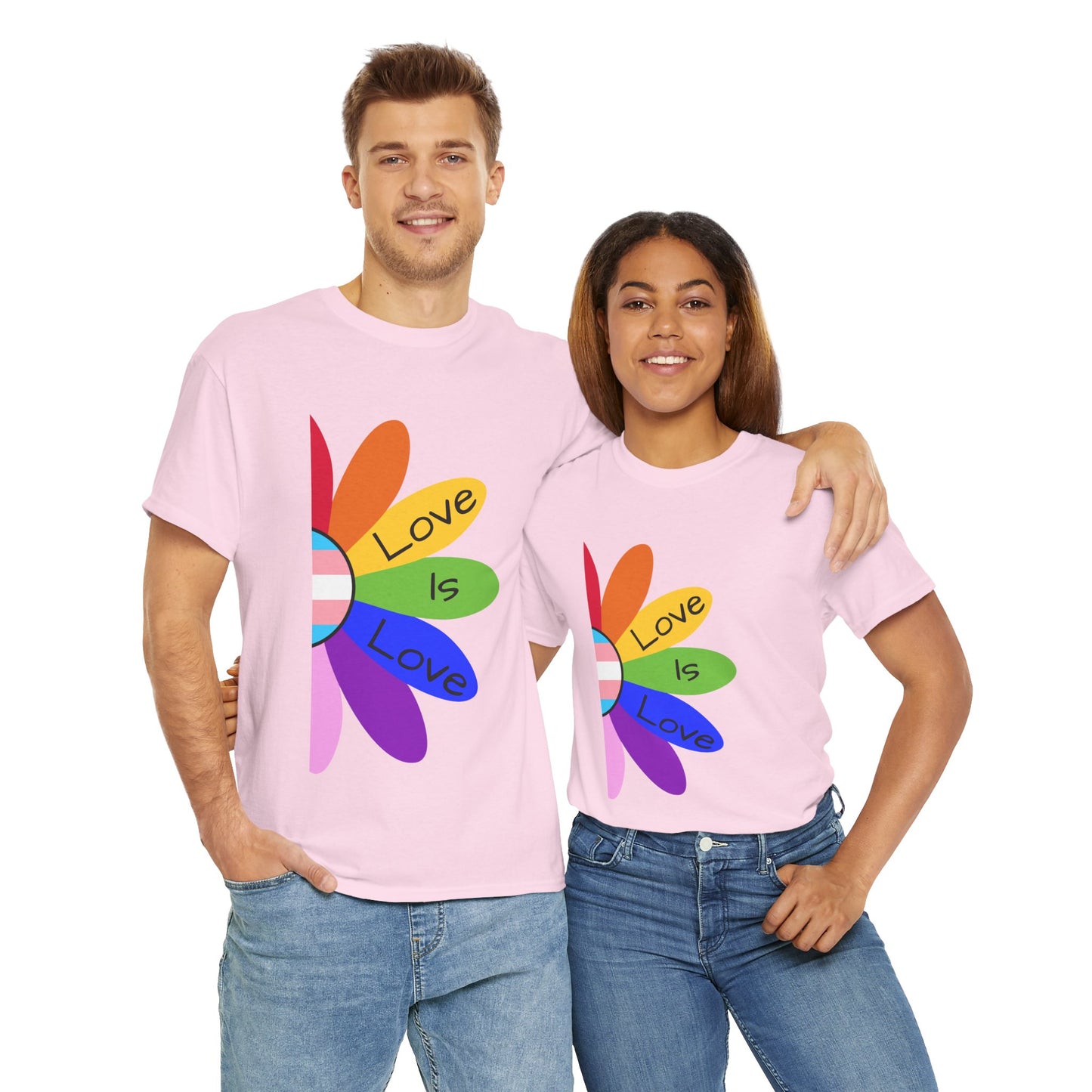 Rainbow Love Is Love Unisex Heavy Cotton Tee, LGBTQ Pride Shirt, Gift for Allies, Casual Wear, Summer Essential, Gender-Neutral Top