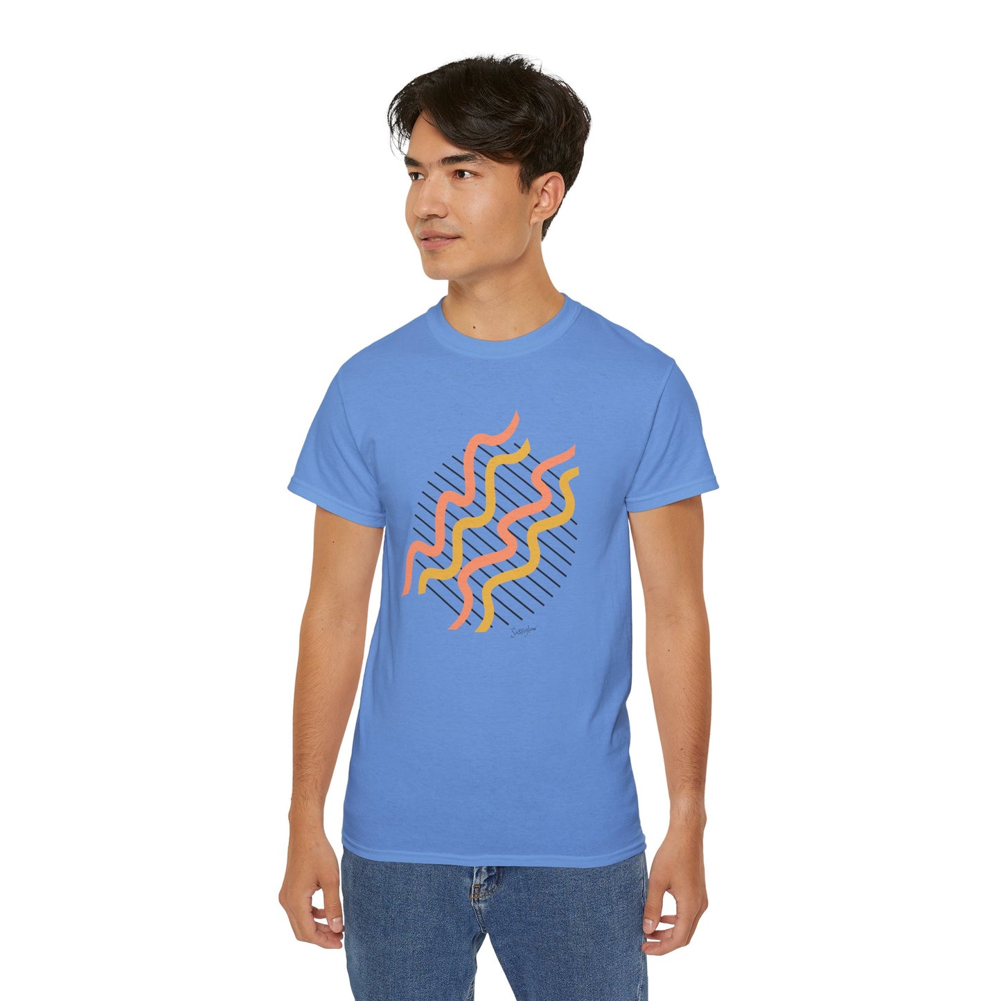 Colorful Abstract Waves Unisex Ultra Cotton Tee - Trendy and Comfortable Design