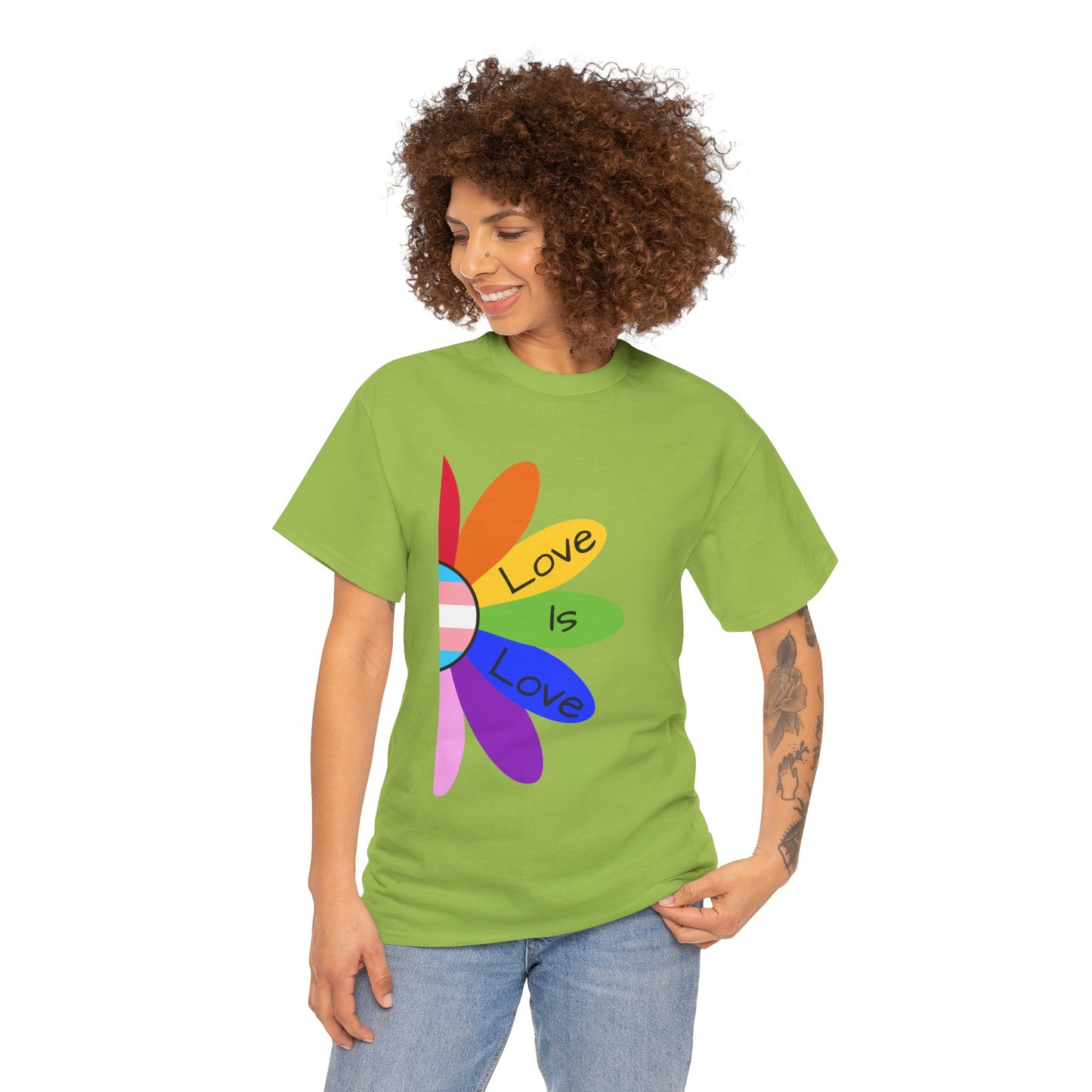 Rainbow Love Is Love Unisex Heavy Cotton Tee, LGBTQ Pride Shirt, Gift for Allies, Casual Wear, Summer Essential, Gender-Neutral Top