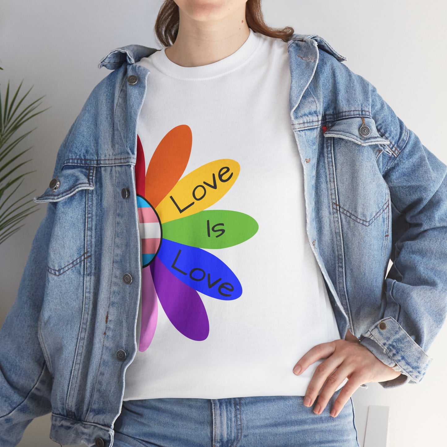 Rainbow Love Is Love Unisex Heavy Cotton Tee, LGBTQ Pride Shirt, Gift for Allies, Casual Wear, Summer Essential, Gender-Neutral Top