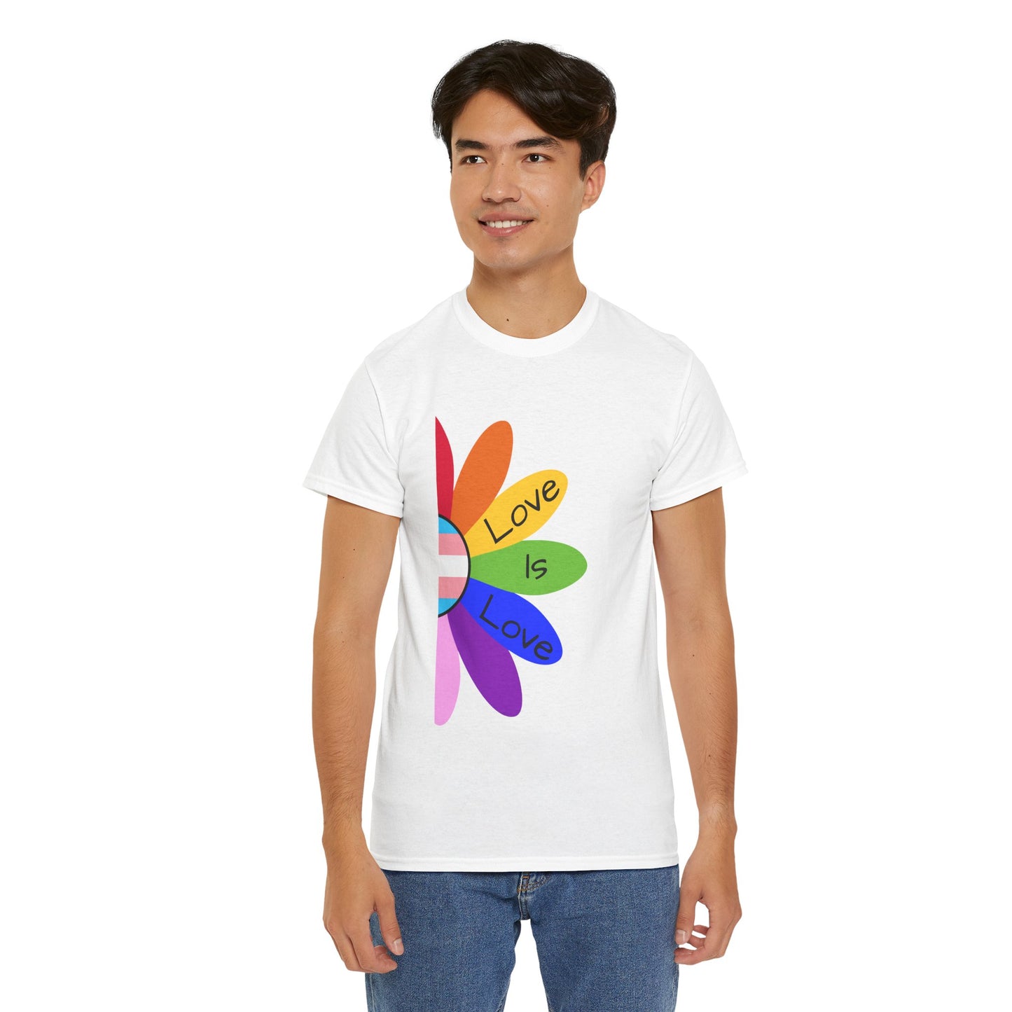 Rainbow Love Is Love Unisex Heavy Cotton Tee, LGBTQ Pride Shirt, Gift for Allies, Casual Wear, Summer Essential, Gender-Neutral Top