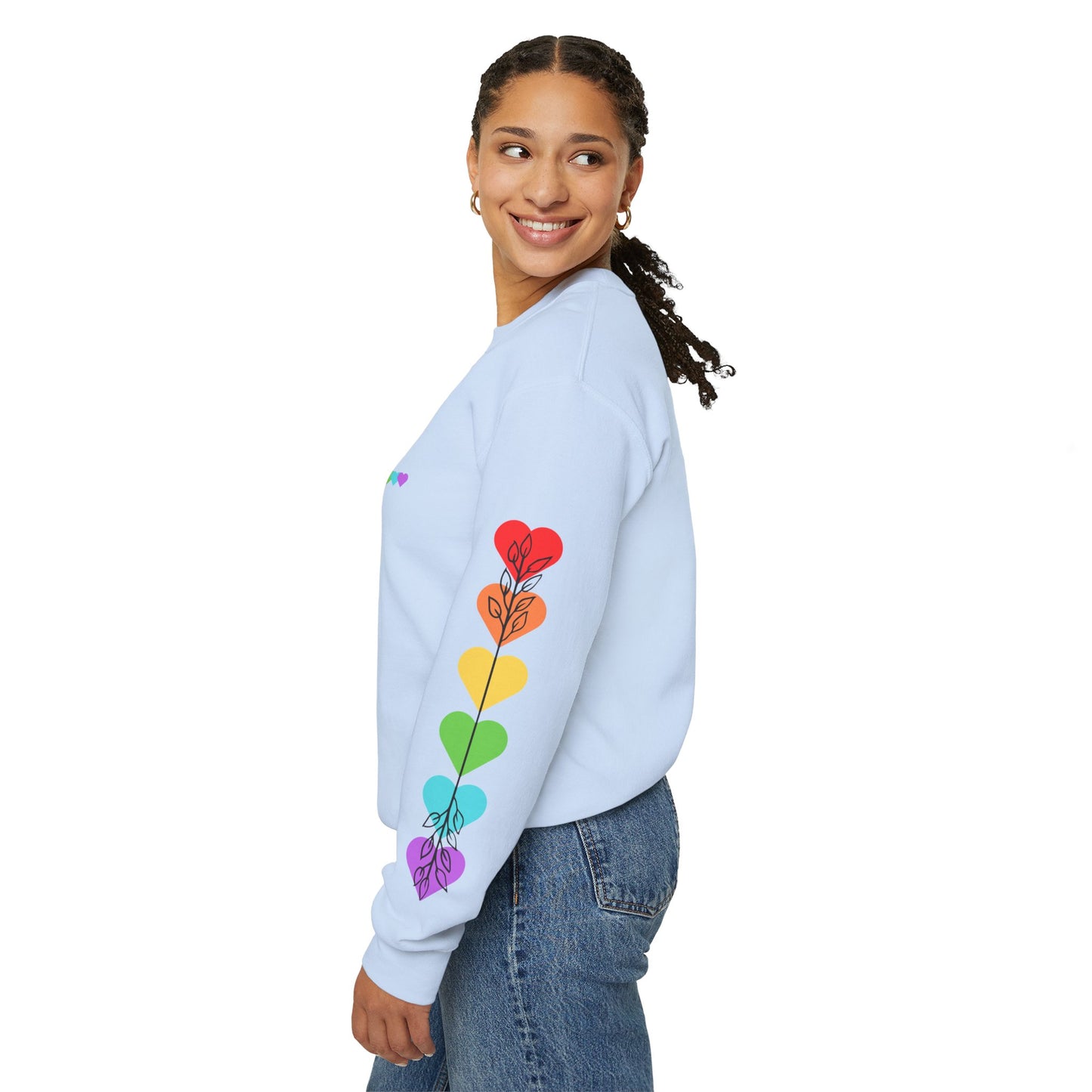 Colorful Heart Crewneck Sweatshirt for Unisex - Rainbow Vibe Apparel