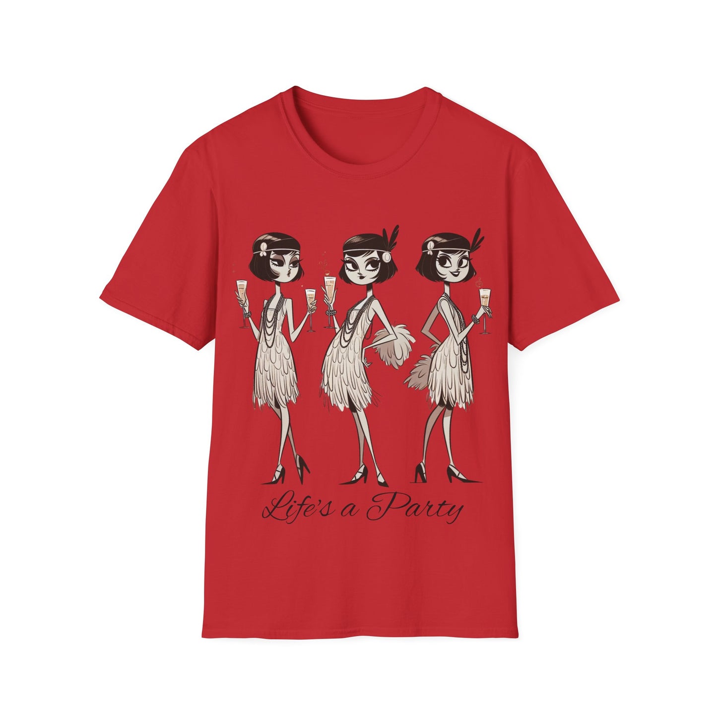 Flapper Girls Champagne Party T-Shirt, Roaring 20s Tee, Life's a Party Shirt, Vintage Flapper Women Top, Gatsby Fashion Apparel