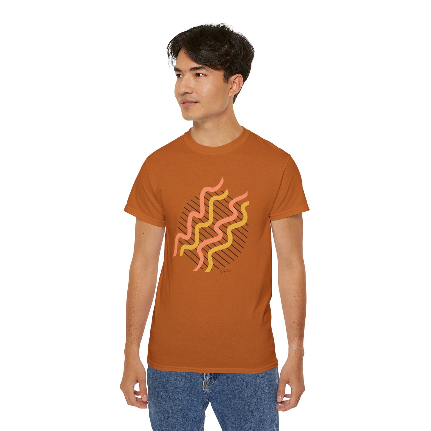 Colorful Abstract Waves Unisex Ultra Cotton Tee - Trendy and Comfortable Design