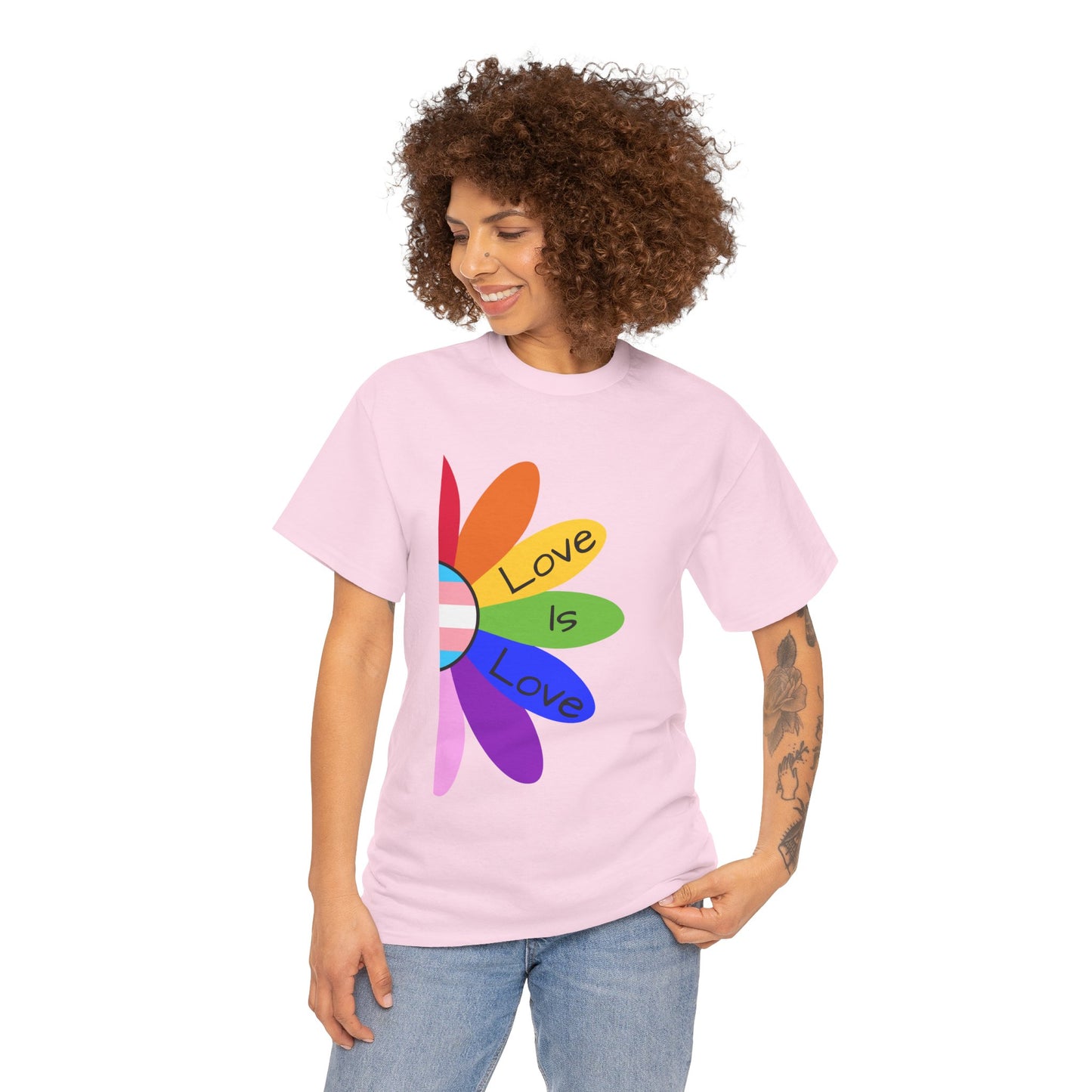 Rainbow Love Is Love Unisex Heavy Cotton Tee, LGBTQ Pride Shirt, Gift for Allies, Casual Wear, Summer Essential, Gender-Neutral Top