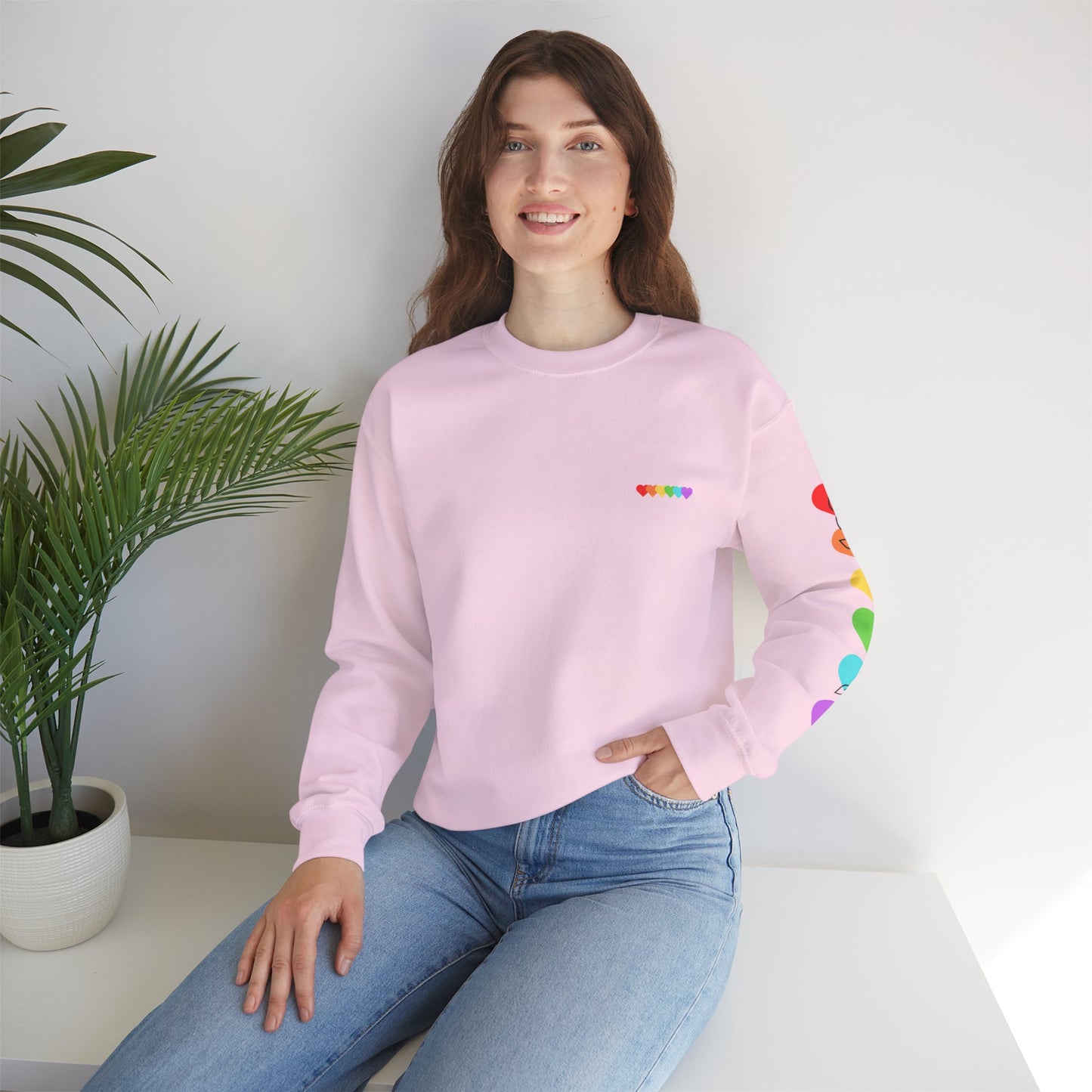 Colorful Heart Crewneck Sweatshirt for Unisex - Rainbow Vibe Apparel