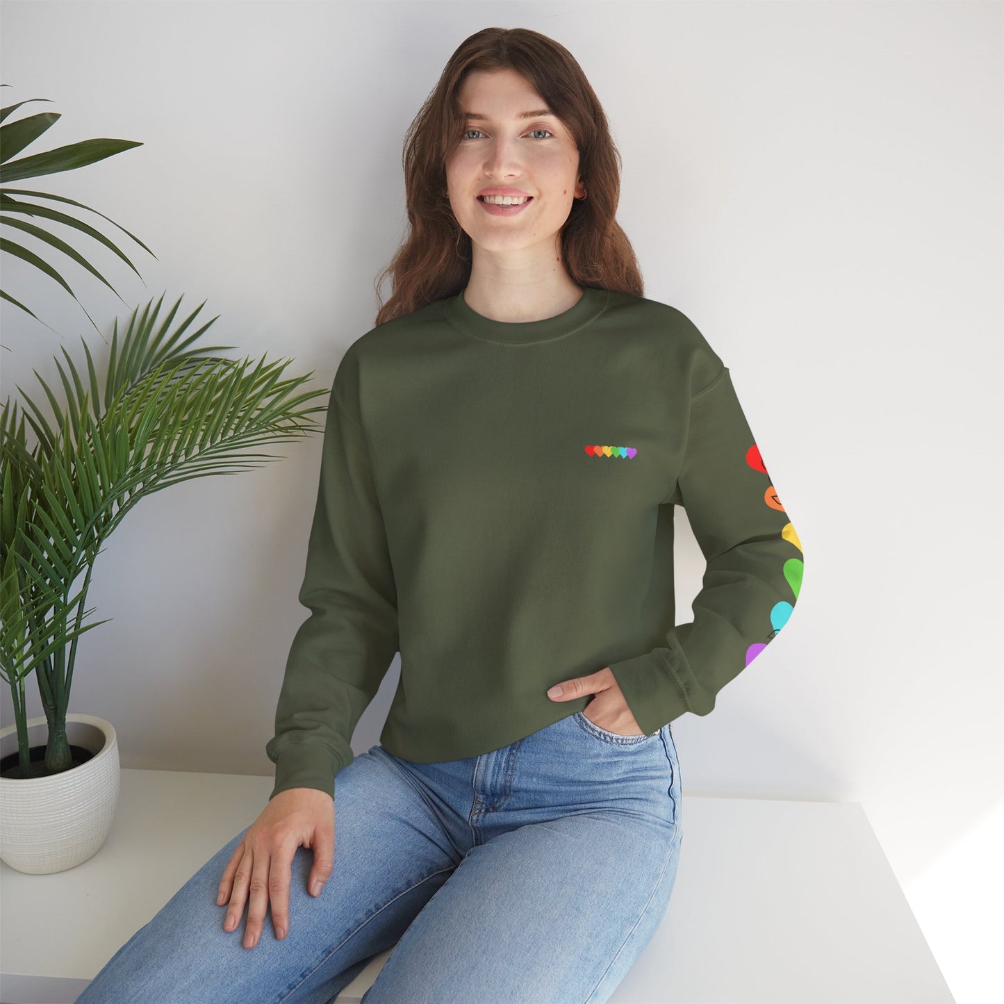 Colorful Heart Crewneck Sweatshirt for Unisex - Rainbow Vibe Apparel