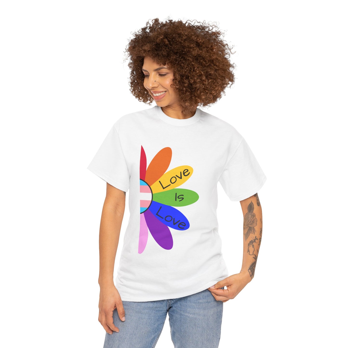 Rainbow Love Is Love Unisex Heavy Cotton Tee, LGBTQ Pride Shirt, Gift for Allies, Casual Wear, Summer Essential, Gender-Neutral Top