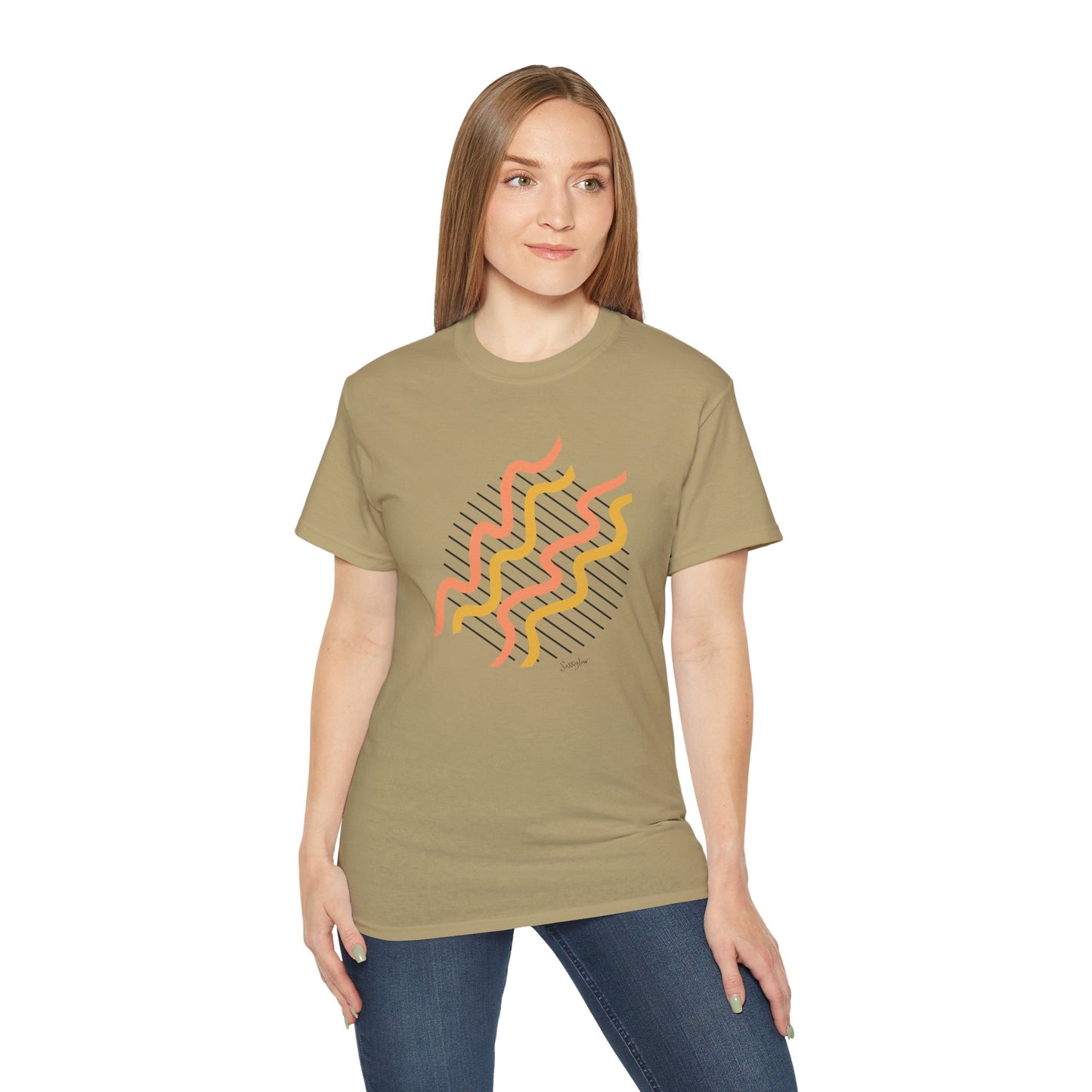 Colorful Abstract Waves Unisex Ultra Cotton Tee - Trendy and Comfortable Design