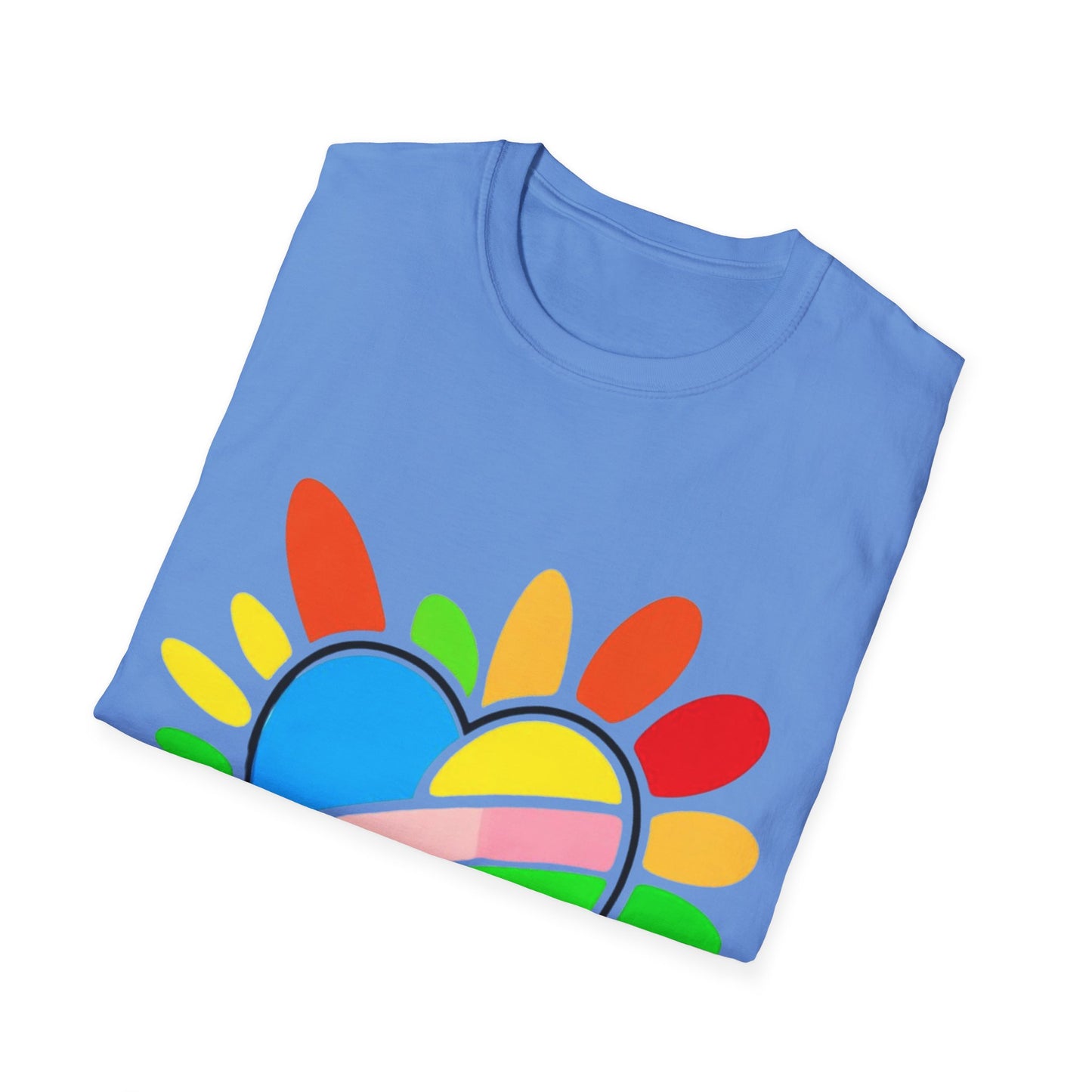 Pride Heart Unisex Softstyle T-Shirt, Colorful LGBTQ+ Tee, Celebration of Love, Rainbow Apparel, Gift for Pride Month