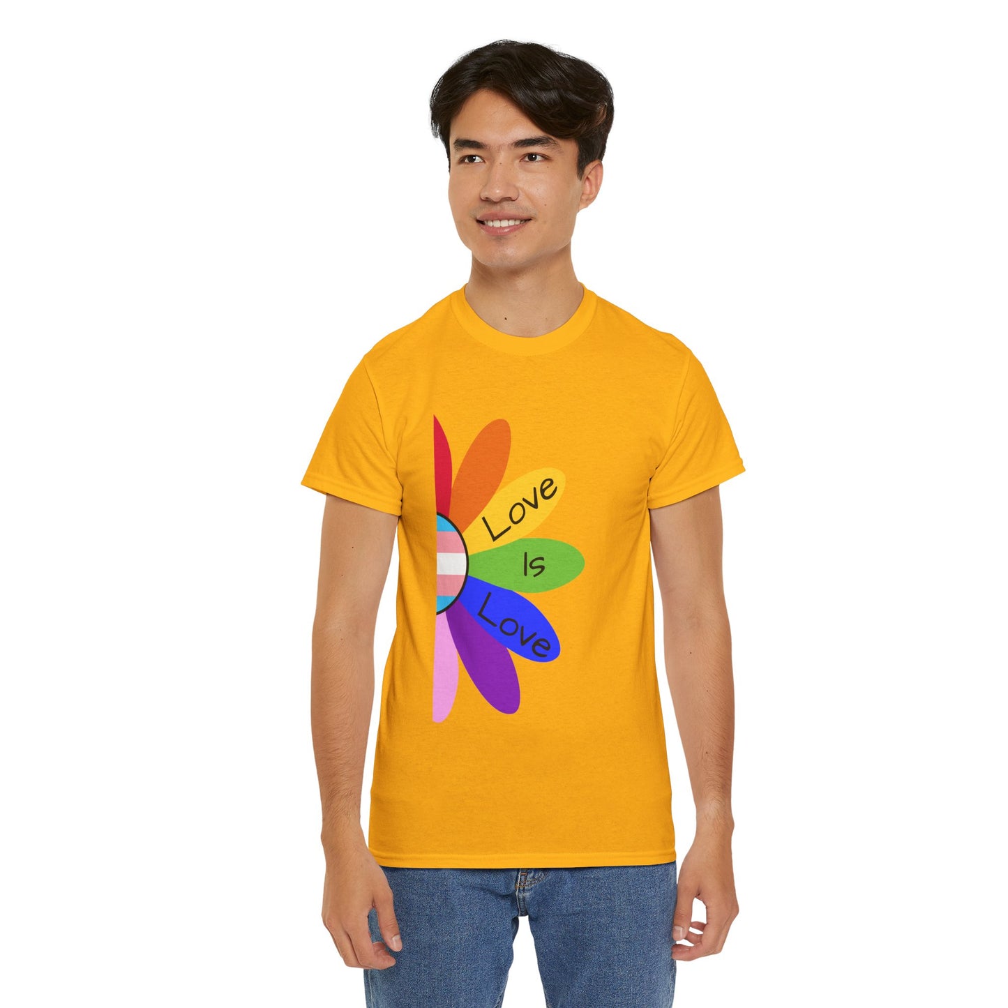 Rainbow Love Is Love Unisex Heavy Cotton Tee, LGBTQ Pride Shirt, Gift for Allies, Casual Wear, Summer Essential, Gender-Neutral Top