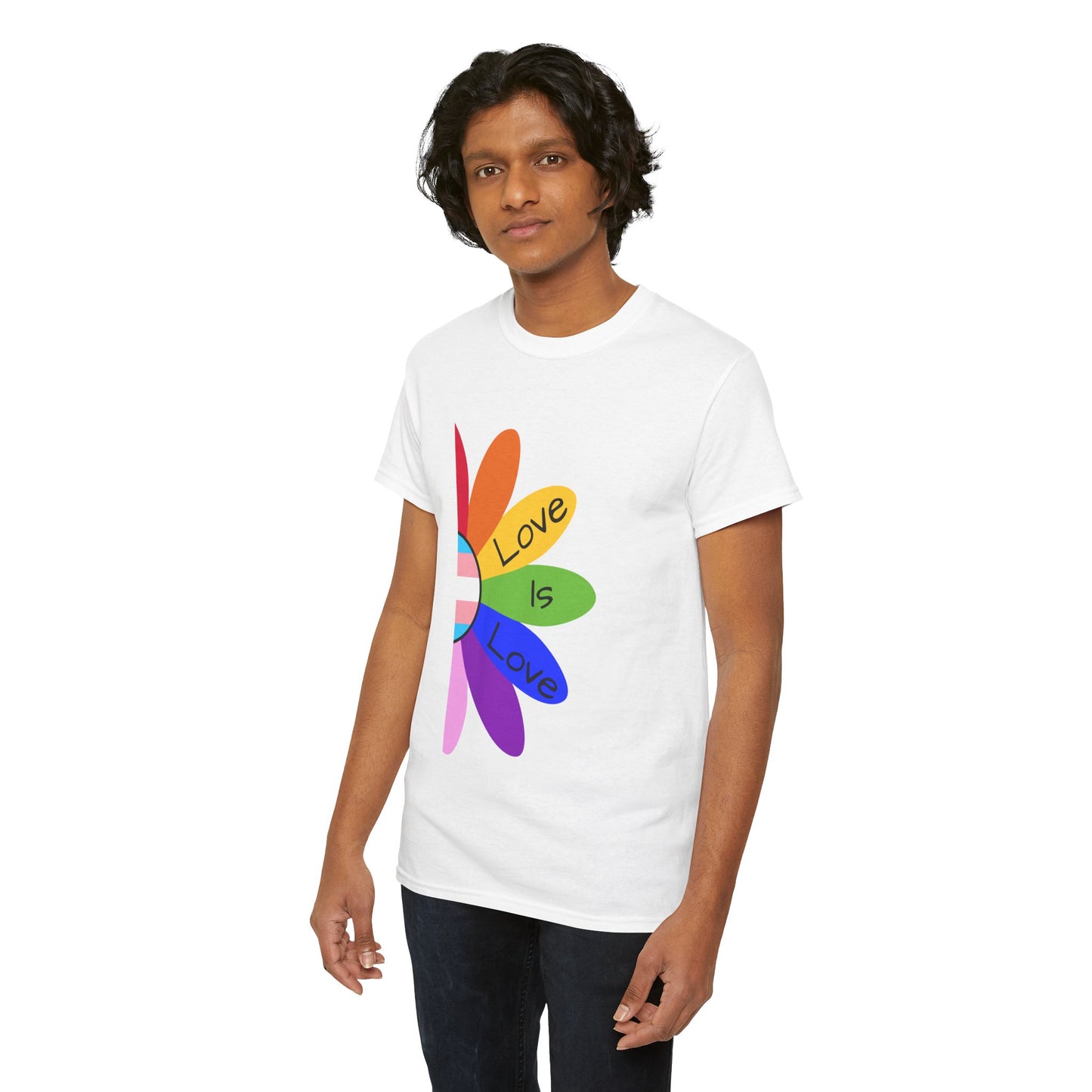 Rainbow Love Is Love Unisex Heavy Cotton Tee, LGBTQ Pride Shirt, Gift for Allies, Casual Wear, Summer Essential, Gender-Neutral Top