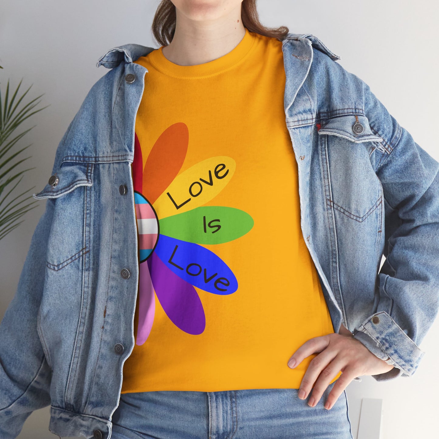 Rainbow Love Is Love Unisex Heavy Cotton Tee, LGBTQ Pride Shirt, Gift for Allies, Casual Wear, Summer Essential, Gender-Neutral Top