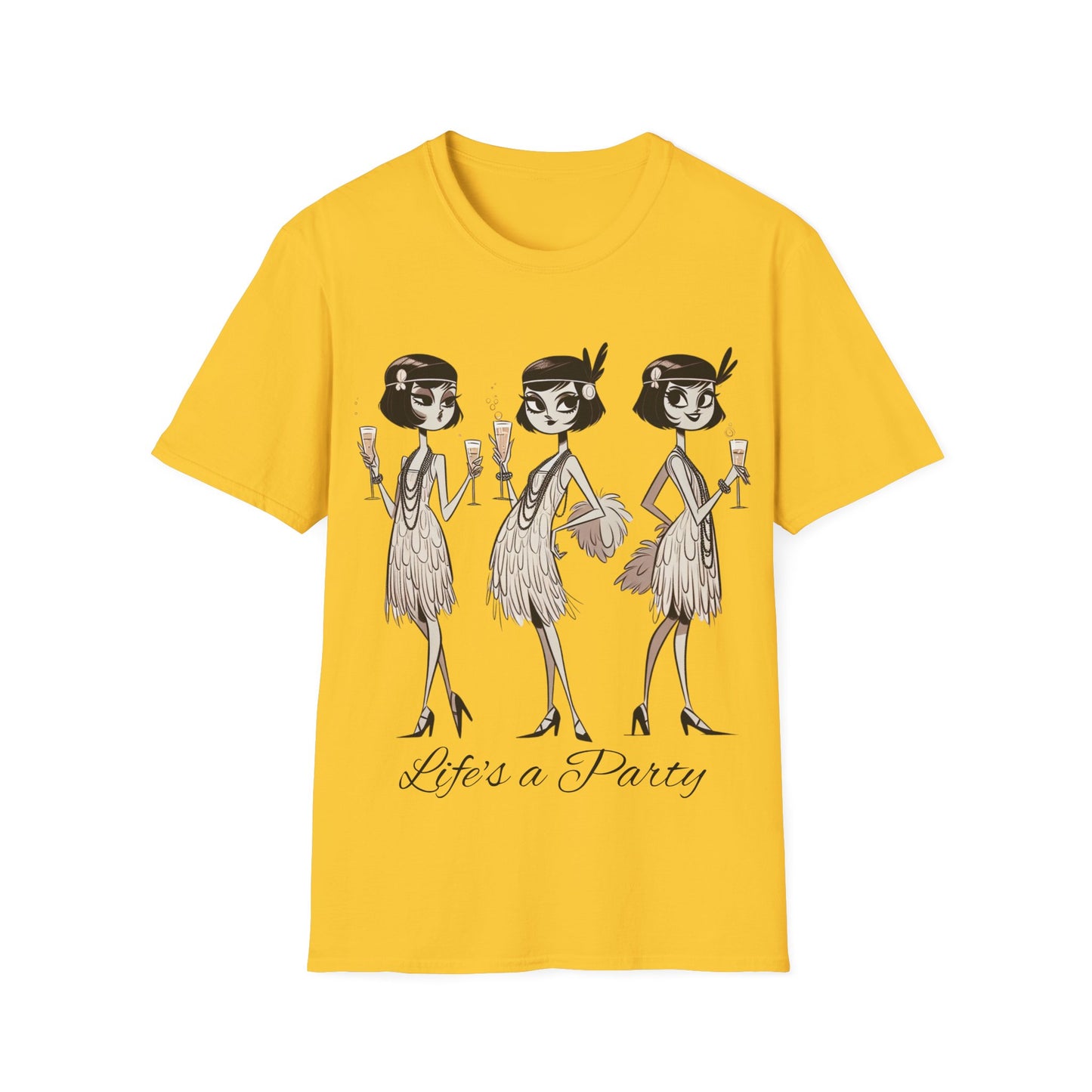 Flapper Girls Champagne Party T-Shirt, Roaring 20s Tee, Life's a Party Shirt, Vintage Flapper Women Top, Gatsby Fashion Apparel