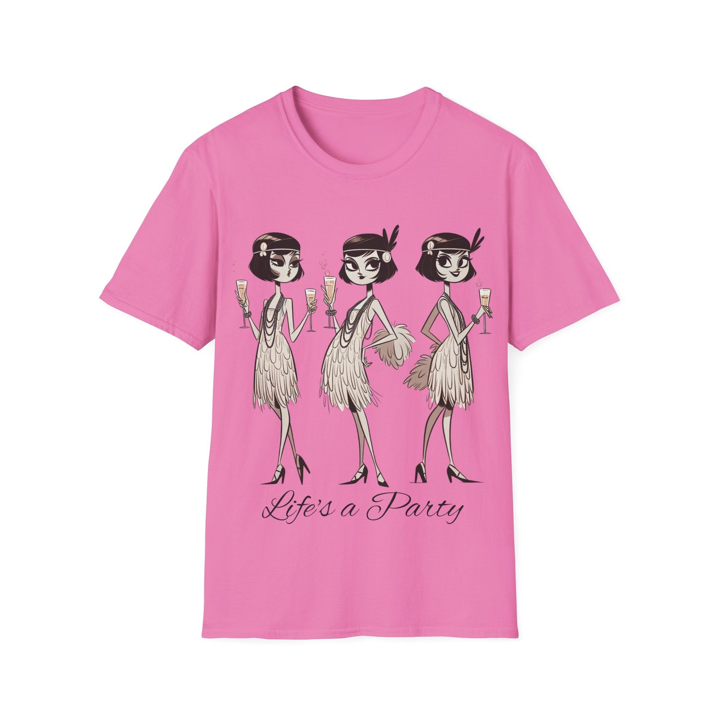 Flapper Girls Champagne Party T-Shirt, Roaring 20s Tee, Life's a Party Shirt, Vintage Flapper Women Top, Gatsby Fashion Apparel