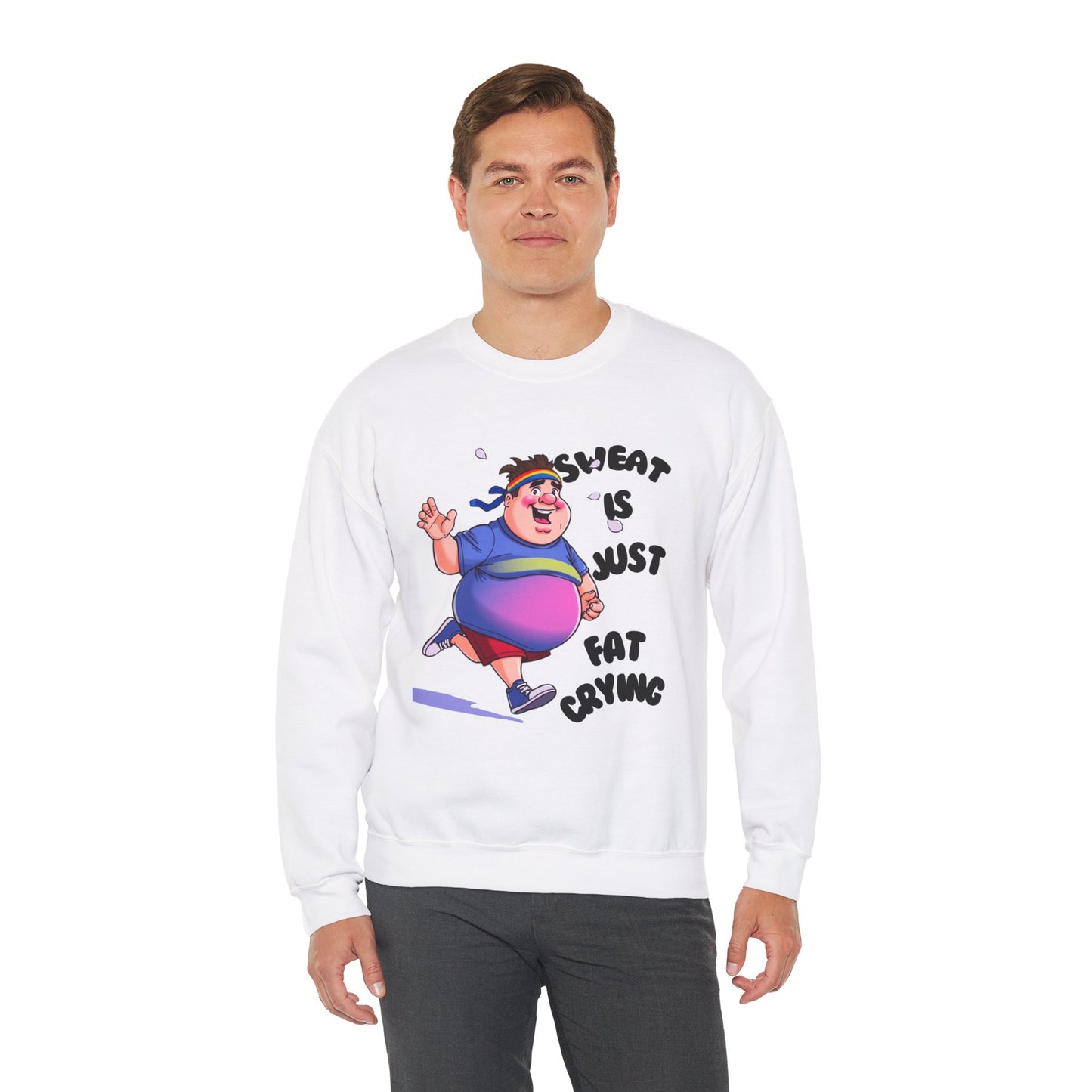 Funny Jogger Sweatshirt, Sweat Is Just Fat Crying, Workout Crewneck, Fitness Jumper, Plus Size Activewear, Gym Sweater, Humorous Exercise