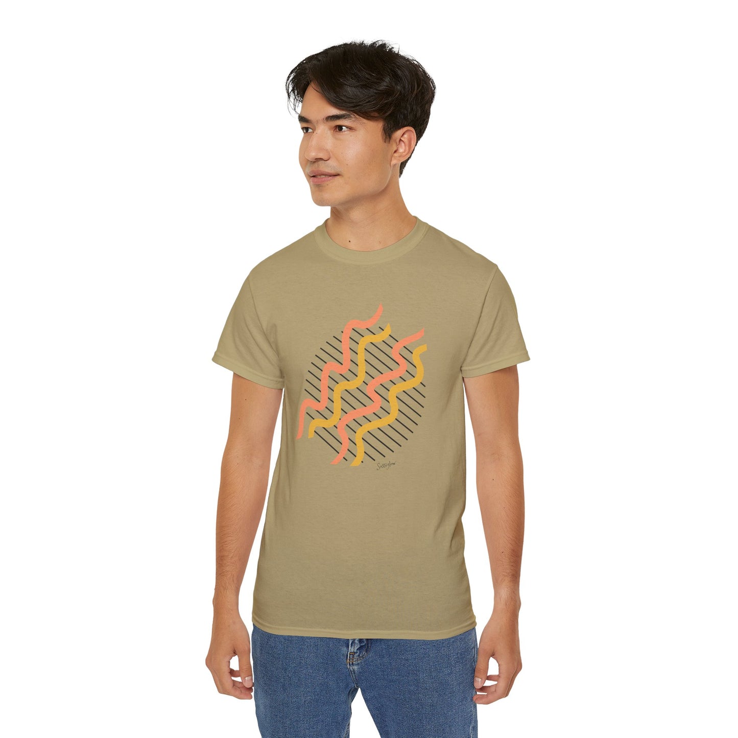 Colorful Abstract Waves Unisex Ultra Cotton Tee - Trendy and Comfortable Design