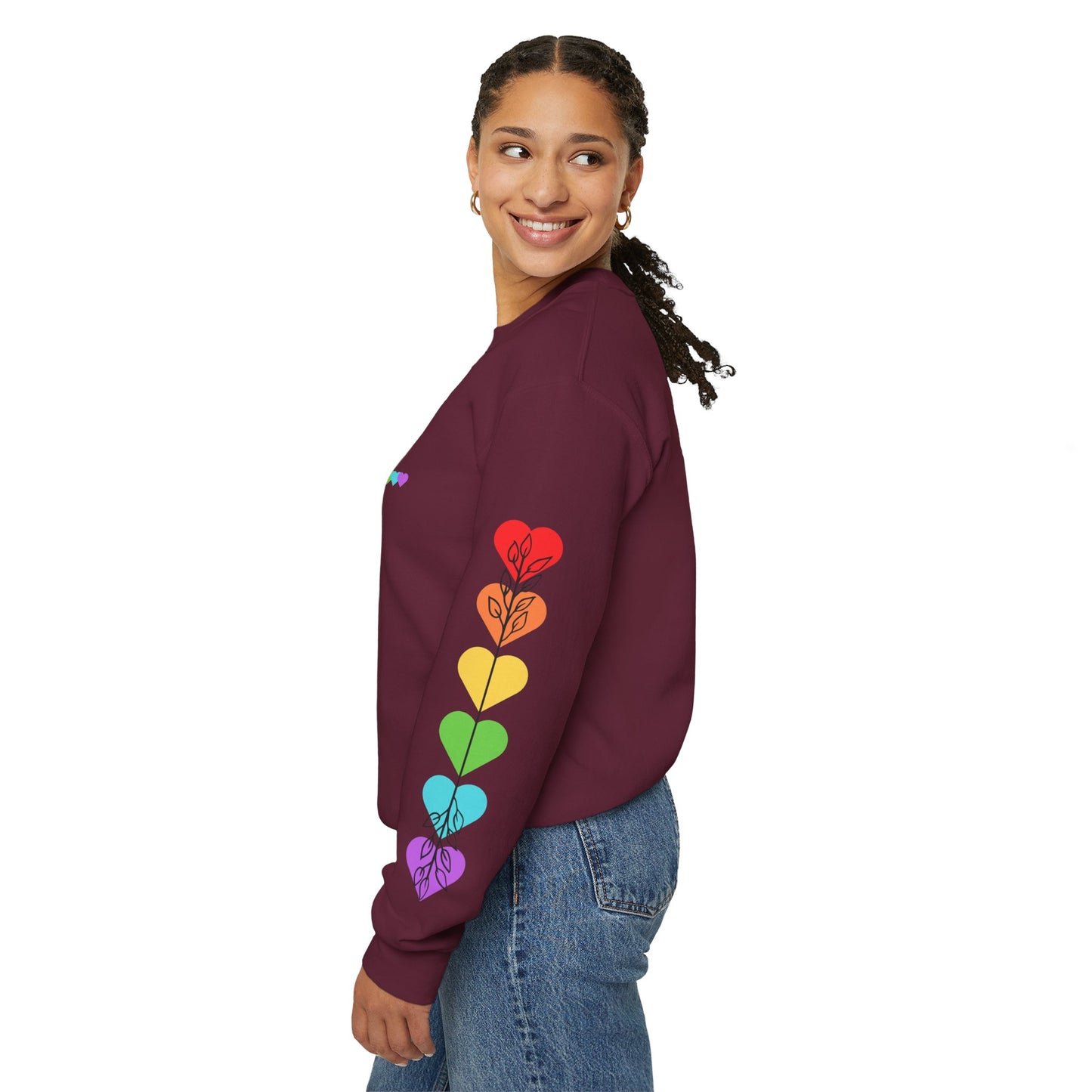 Colorful Heart Crewneck Sweatshirt for Unisex - Rainbow Vibe Apparel