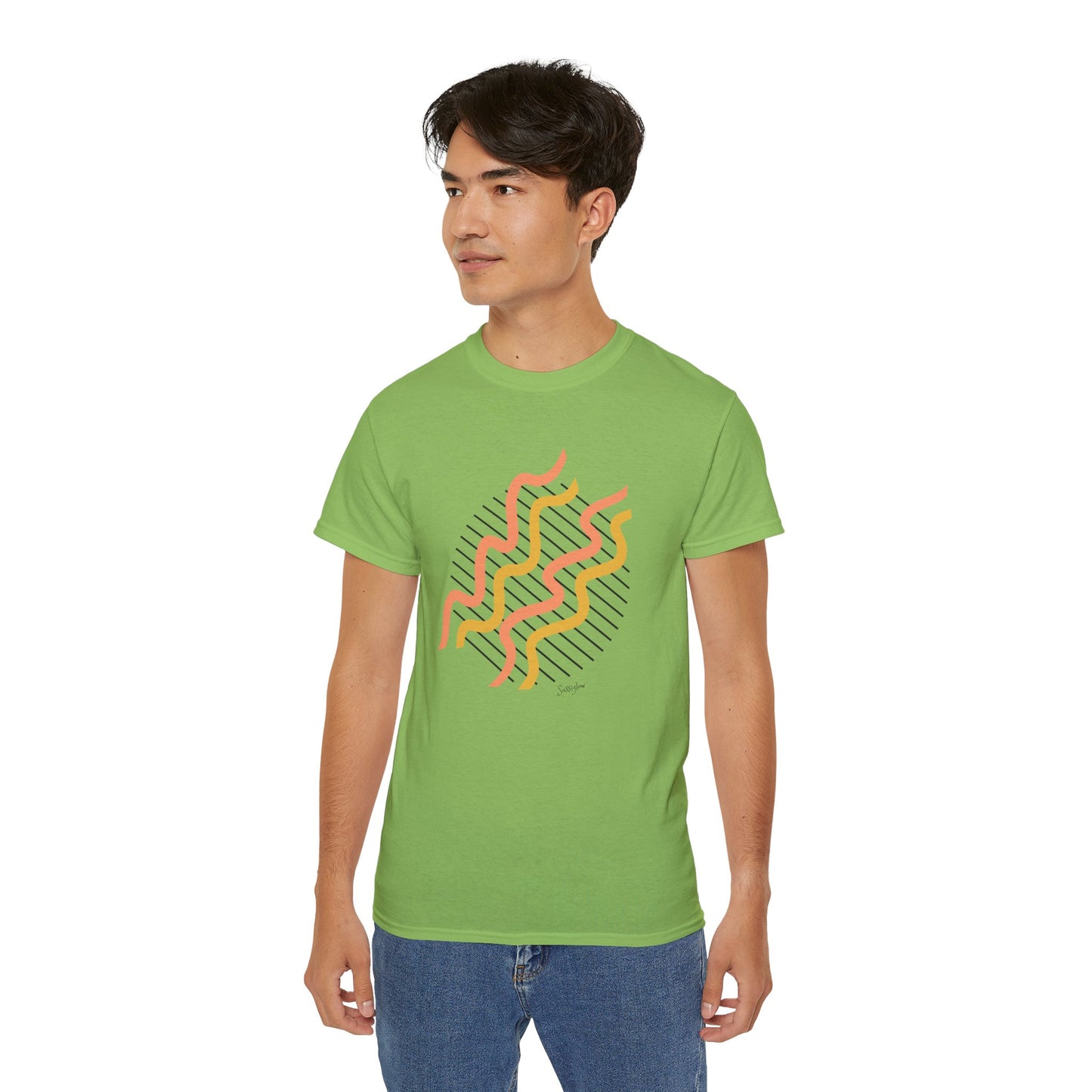 Colorful Abstract Waves Unisex Ultra Cotton Tee - Trendy and Comfortable Design