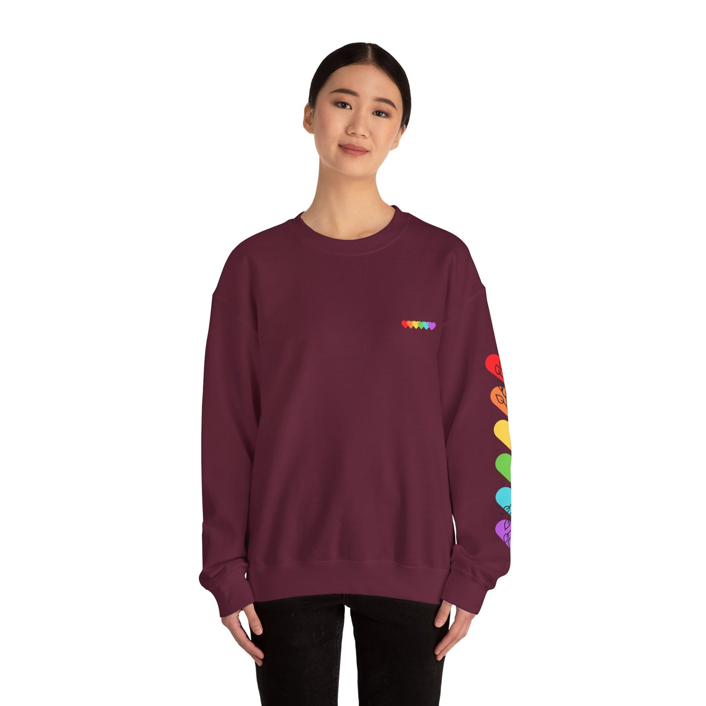 Colorful Heart Crewneck Sweatshirt for Unisex - Rainbow Vibe Apparel