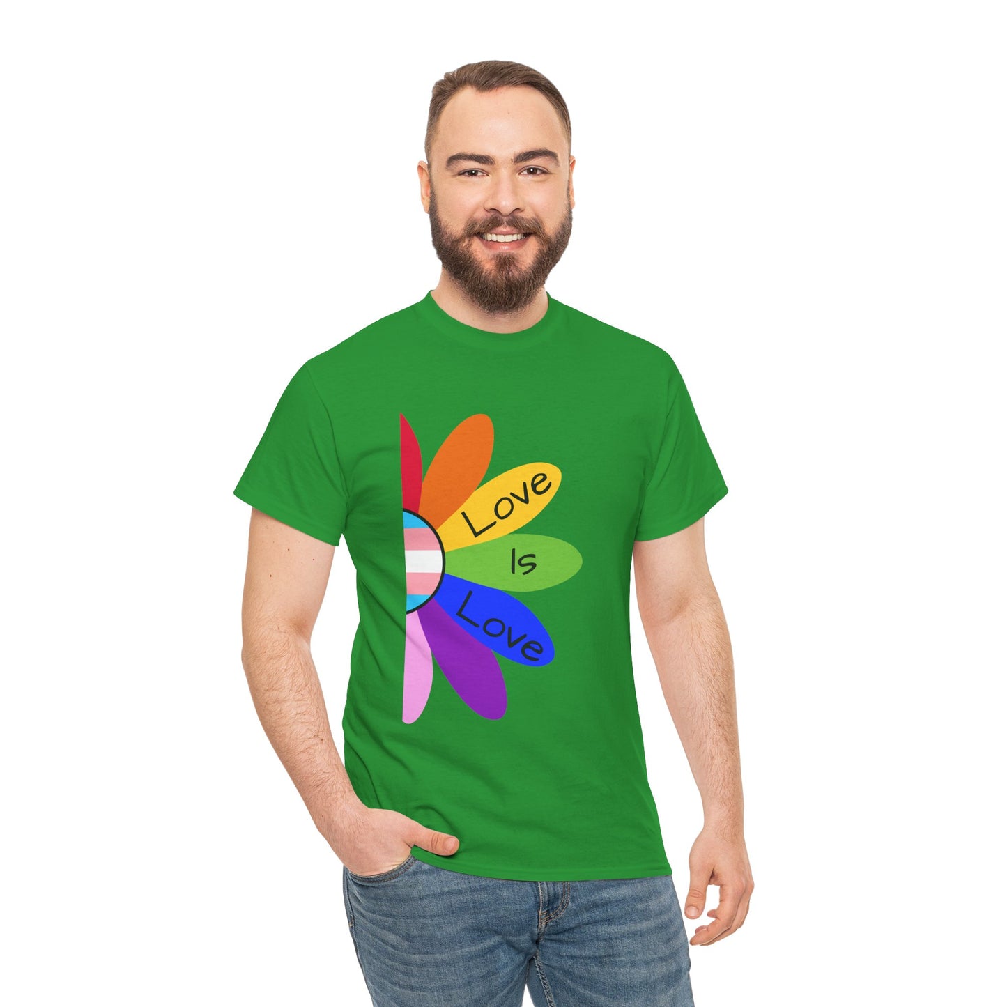 Rainbow Love Is Love Unisex Heavy Cotton Tee, LGBTQ Pride Shirt, Gift for Allies, Casual Wear, Summer Essential, Gender-Neutral Top