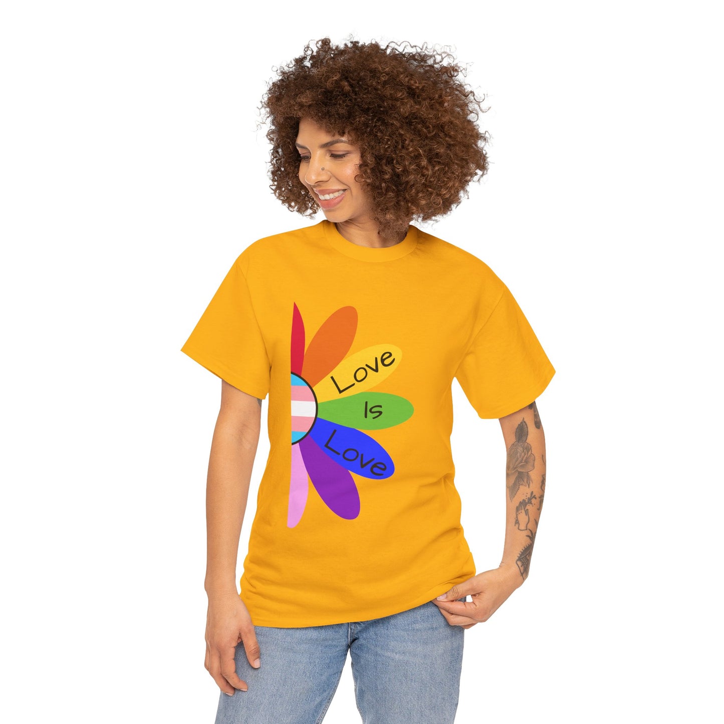 Rainbow Love Is Love Unisex Heavy Cotton Tee, LGBTQ Pride Shirt, Gift for Allies, Casual Wear, Summer Essential, Gender-Neutral Top