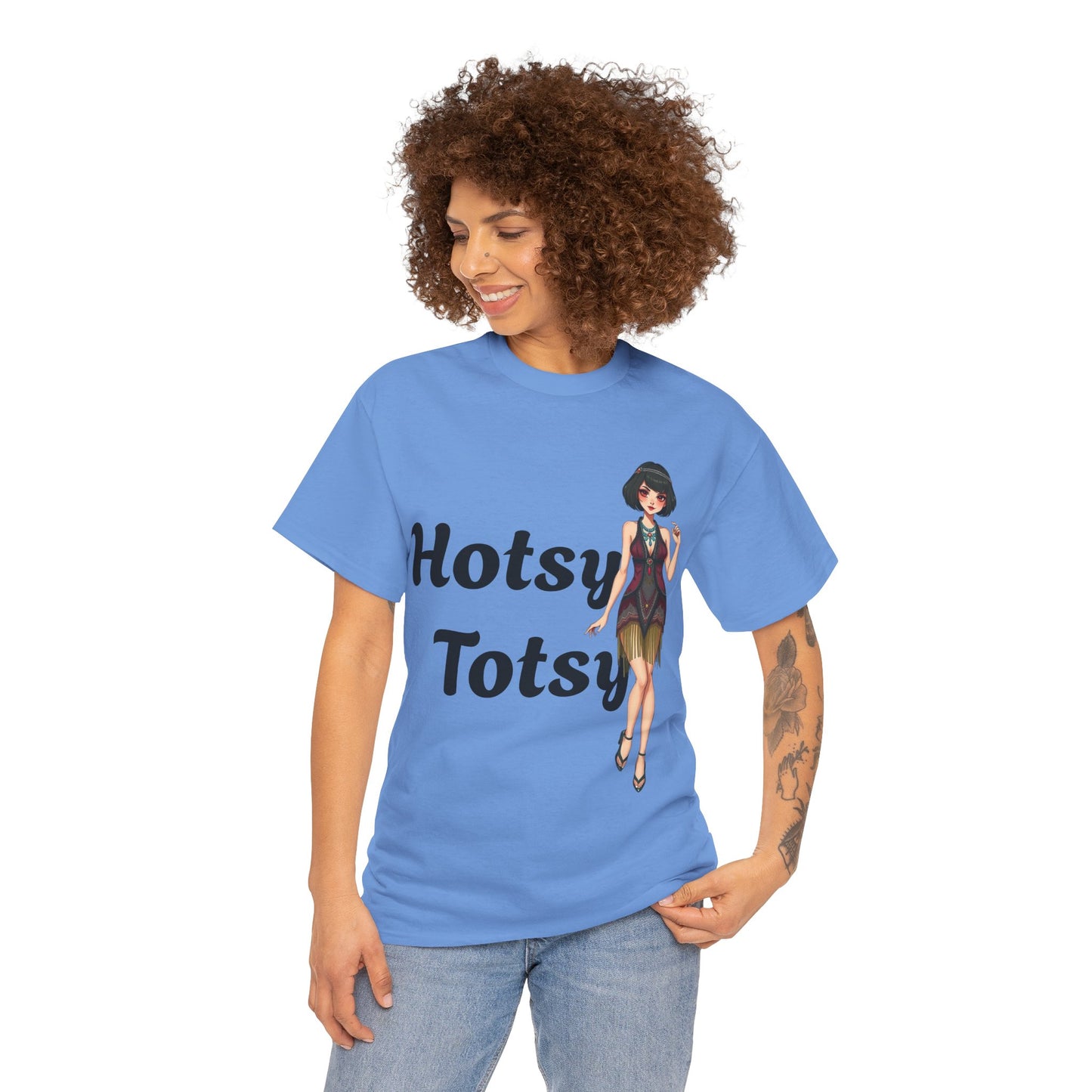 carolina blue, t-shirt, 1920's retro, Hotsy Totsy, flapper girl