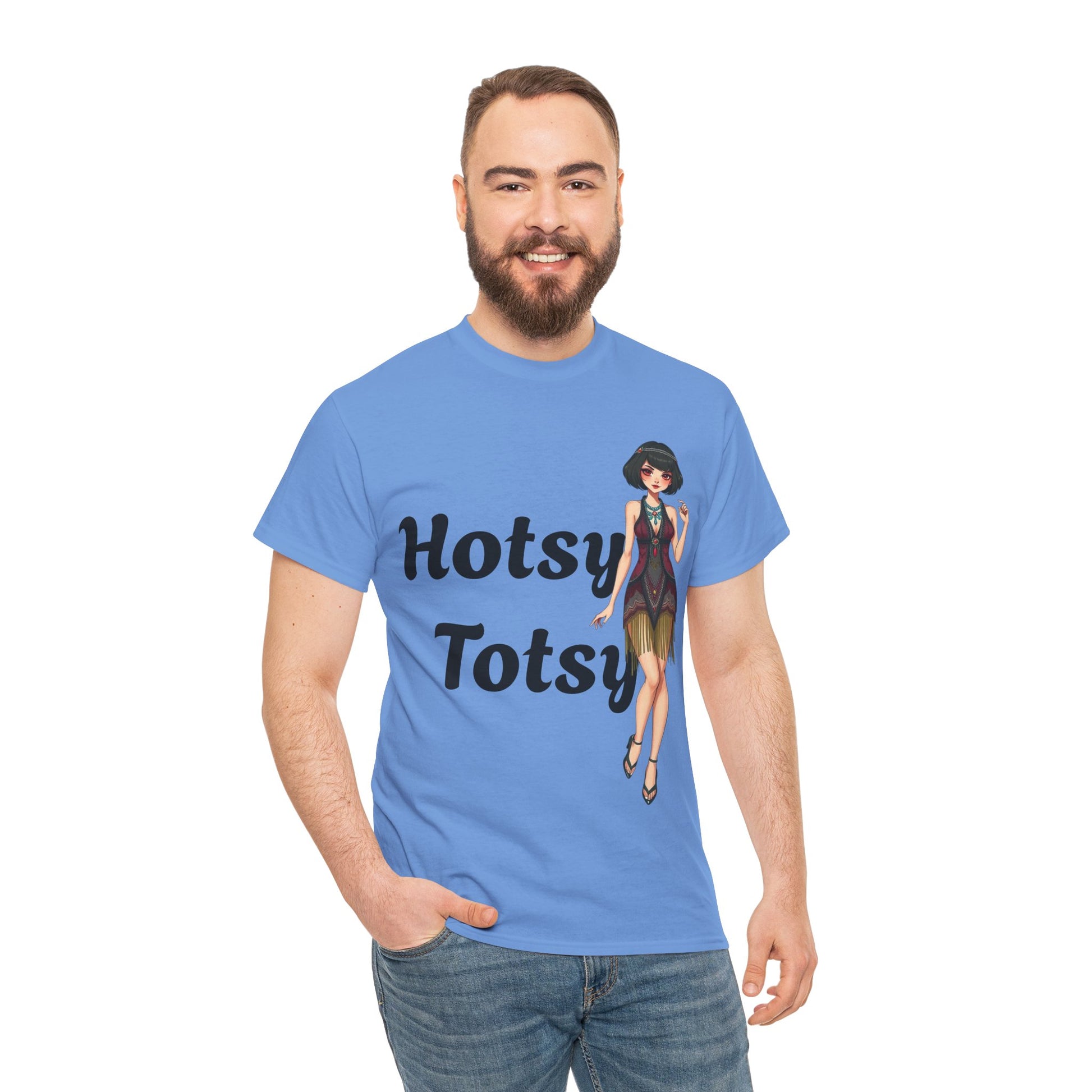 carolina blue, t-shirt, 1920's retro, Hotsy Totsy, flapper girl