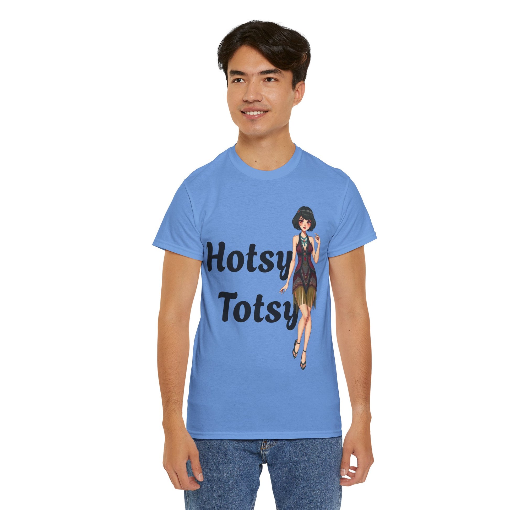 carolina blue, t-shirt, 1920's retro, Hotsy Totsy, flapper girl