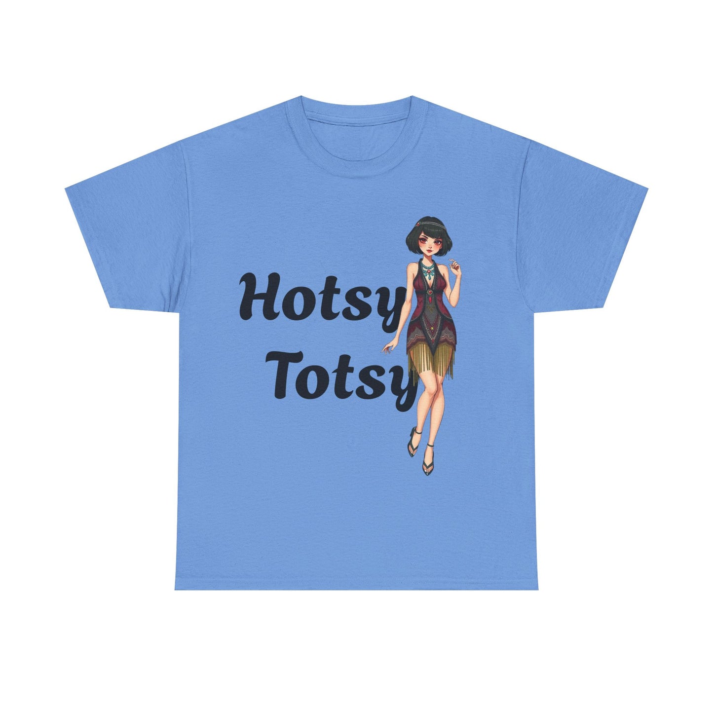 carolina blue, t-shirt, 1920's retro, Hotsy Totsy, flapper girl