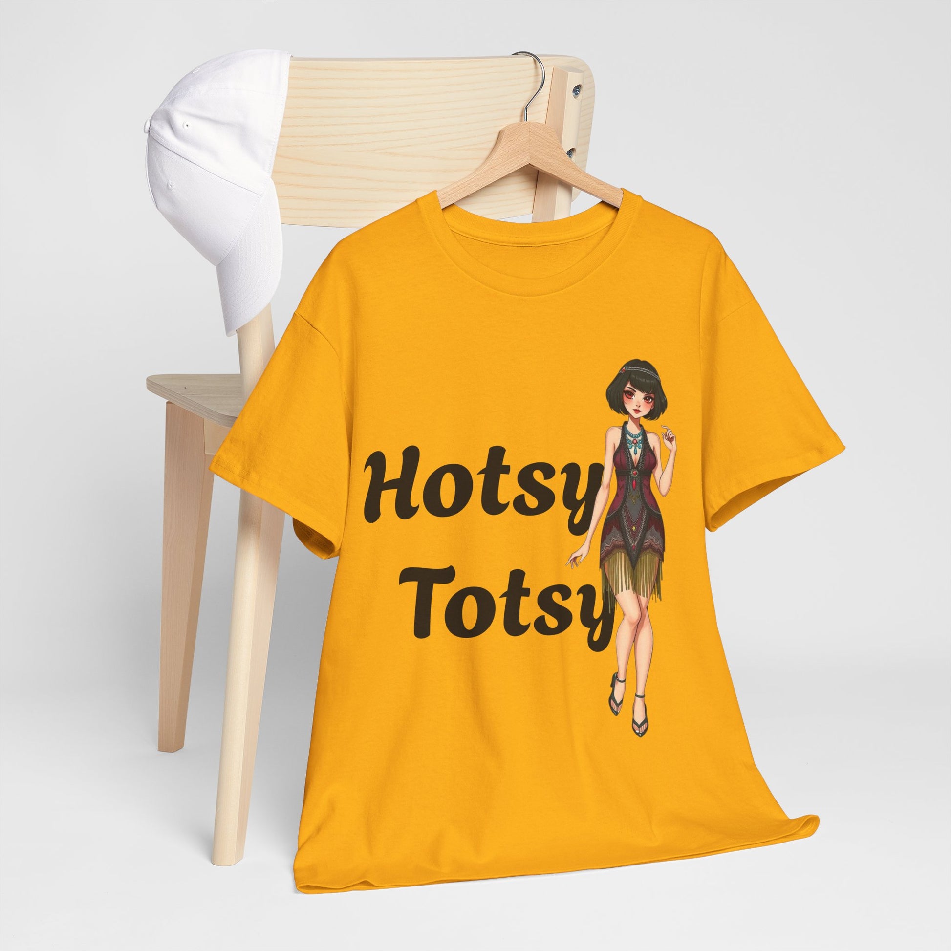 gold, t-shirt, 1920's retro, Hotsy Totsy, flapper girl