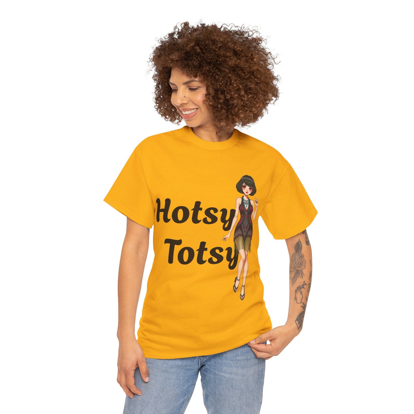 gold, t-shirt, 1920's retro, Hotsy Totsy, flapper girl