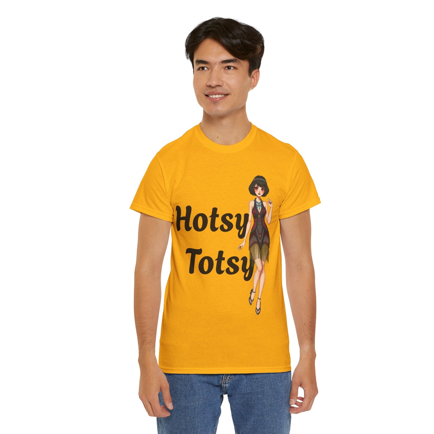 gold, t-shirt, 1920's retro, Hotsy Totsy, flapper girl