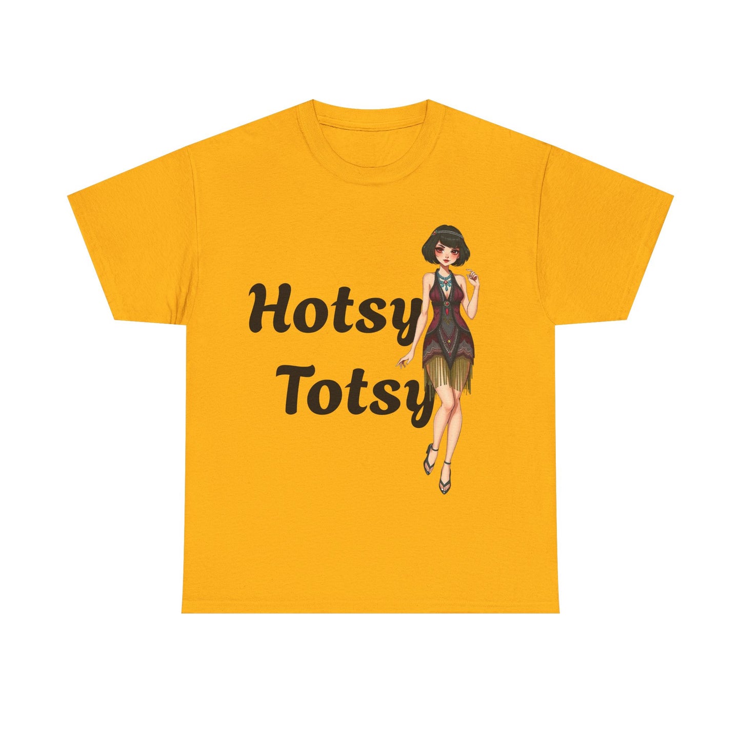 gold, t-shirt, 1920's retro, Hotsy Totsy, flapper girl